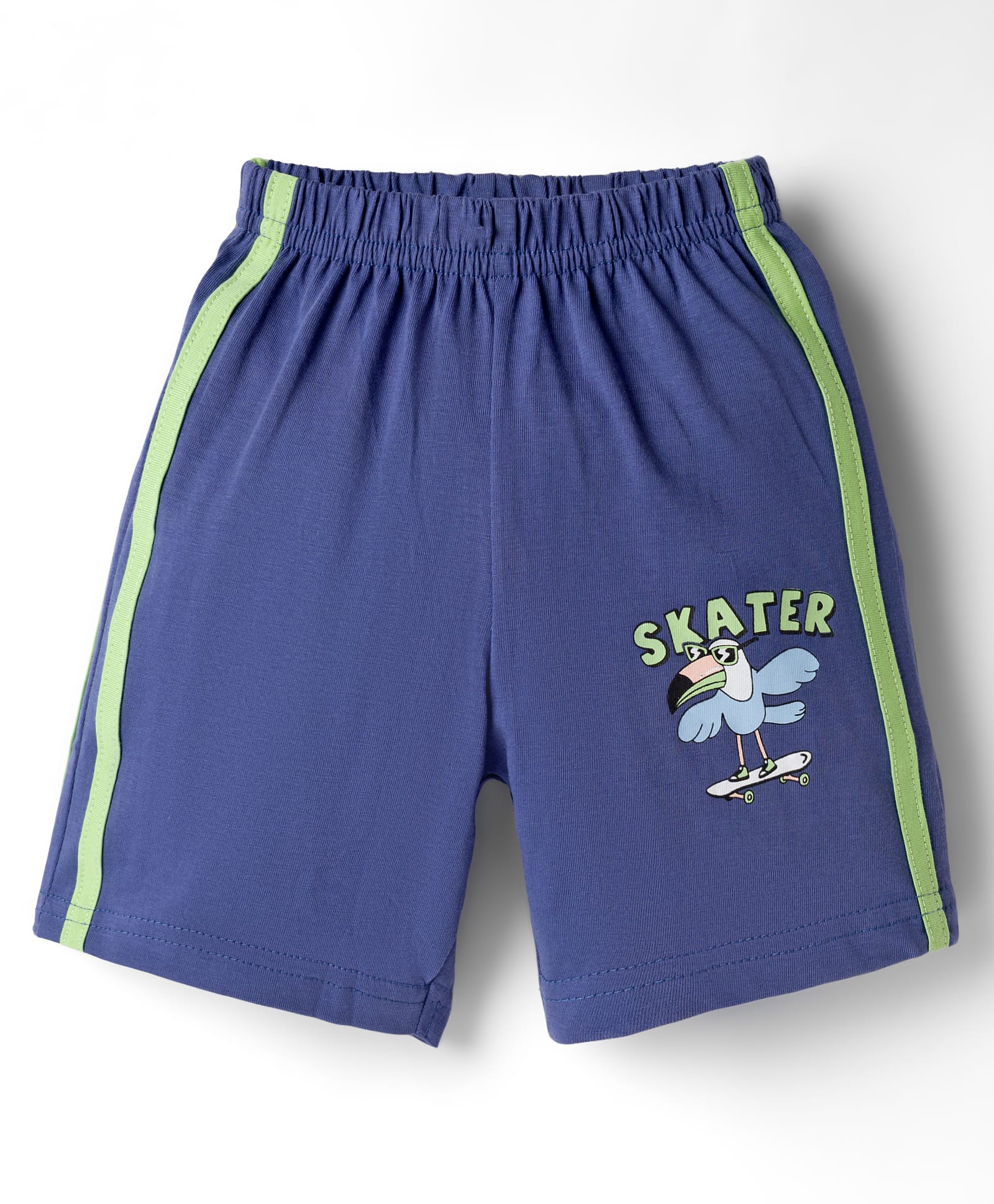 Tango Single Jersey Knit Knee Length Shorts With Bird Print - Navy Blue-image-24