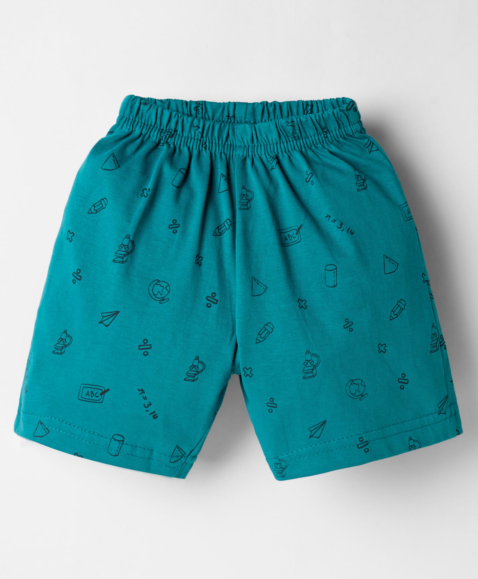 Tango Single Jersey Knit Knee Length Shorts With Text Print - Teal Blue-picture-23