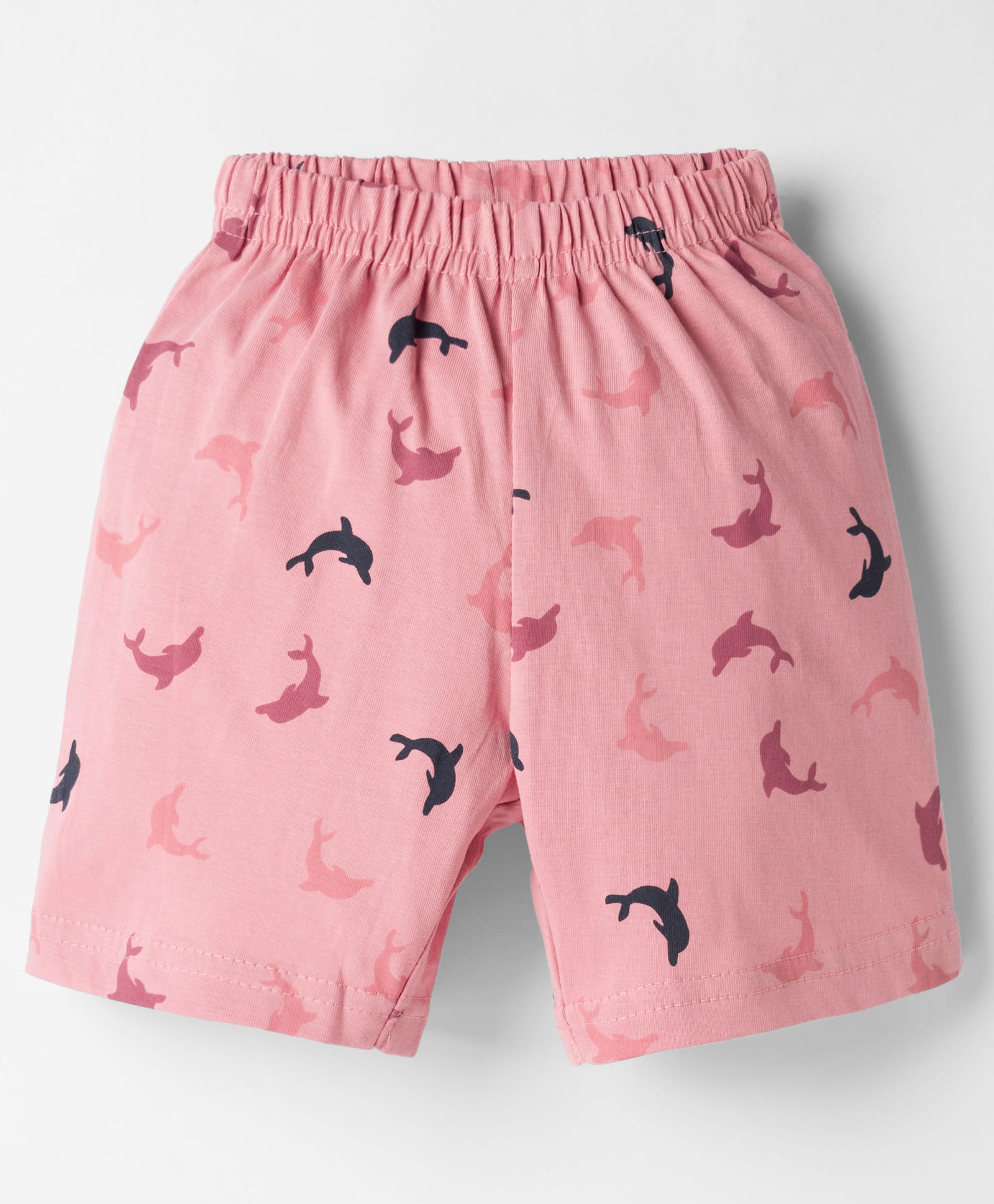 Tango Single Jersey Knit Knee Length Short With Dolphin Print - Pink-picture-23