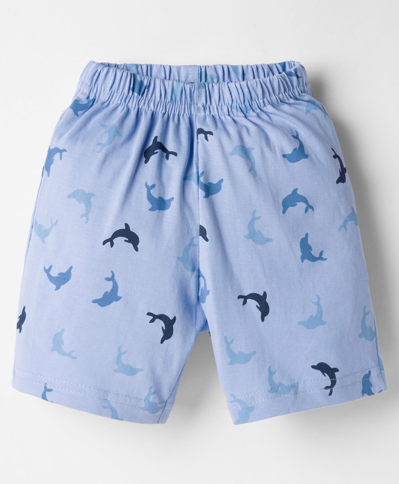 Tango Single Jersey Knit Knee Length Short With Dolphin Print - Blue-image-39