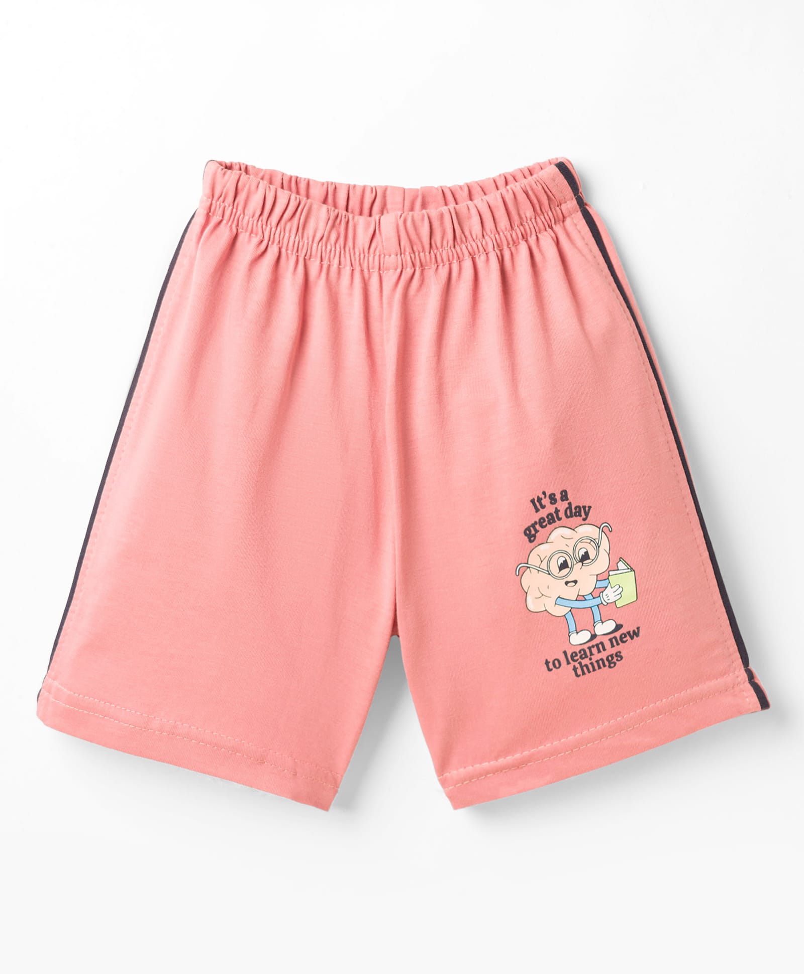 Doreme Terry Knit Above Knee Length Shorts With Text Print - Light Pink-image-43