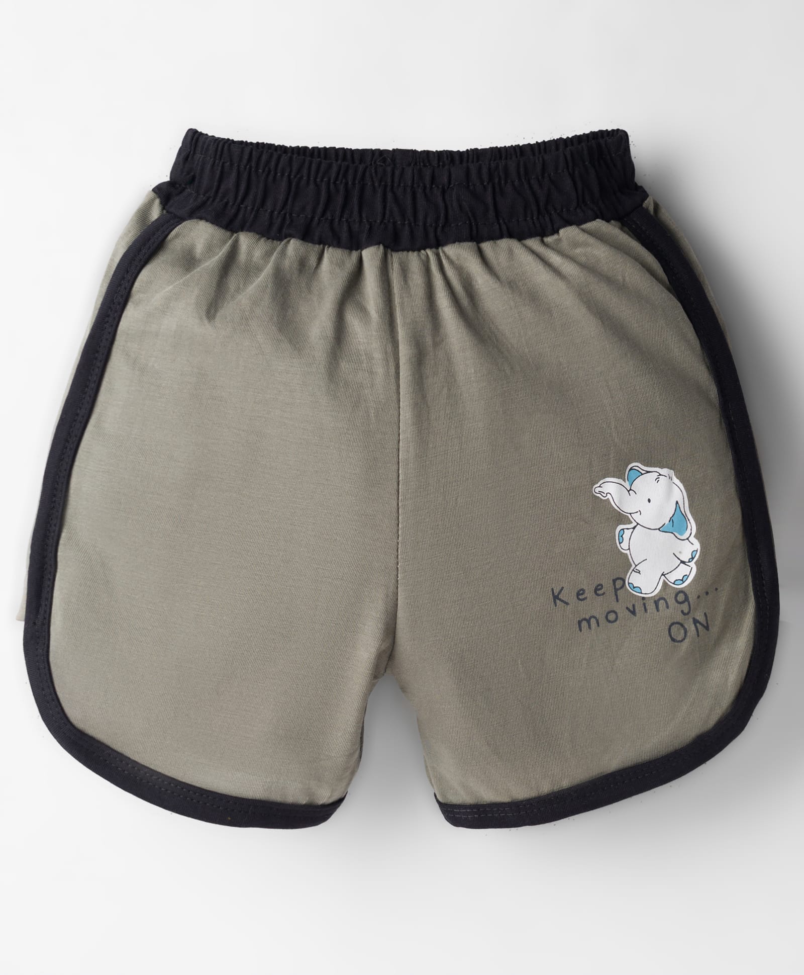 Tango Single Jersey Knit Knee Length Short With Elephant Print - Grey-image-7