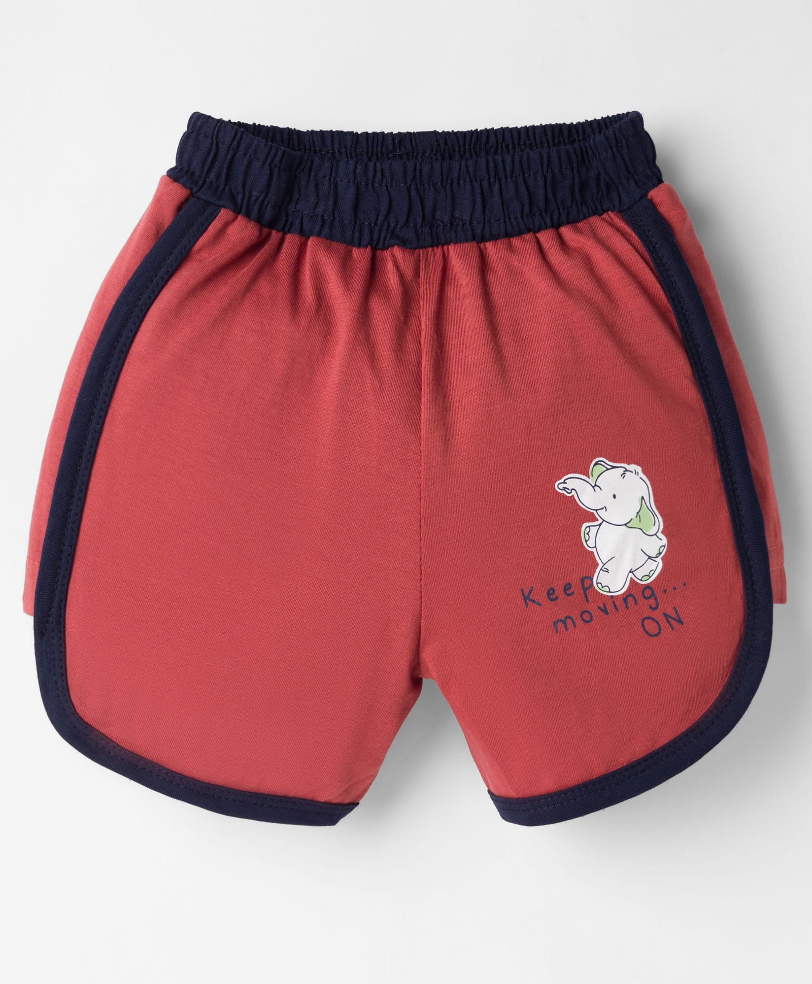 Tango Single Jersey Knit Knee Length Short With Elephant Print - Red-image-22