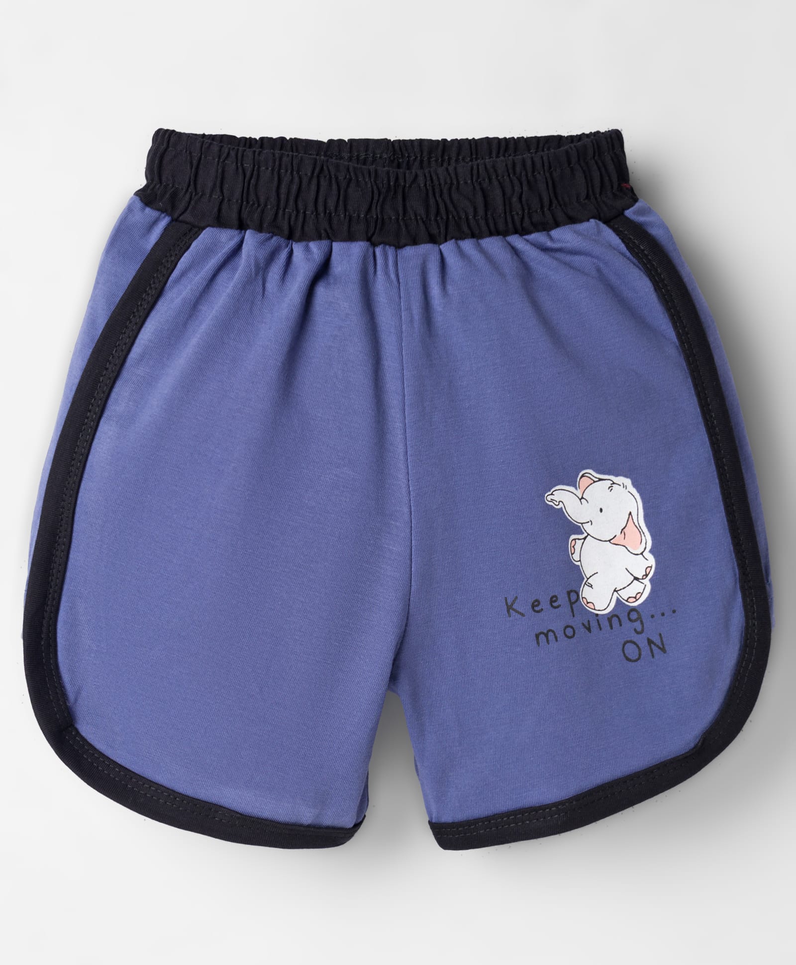 Tango Single Jersey Knit Knee Length Short With Elephant Print - Blue-picture-22