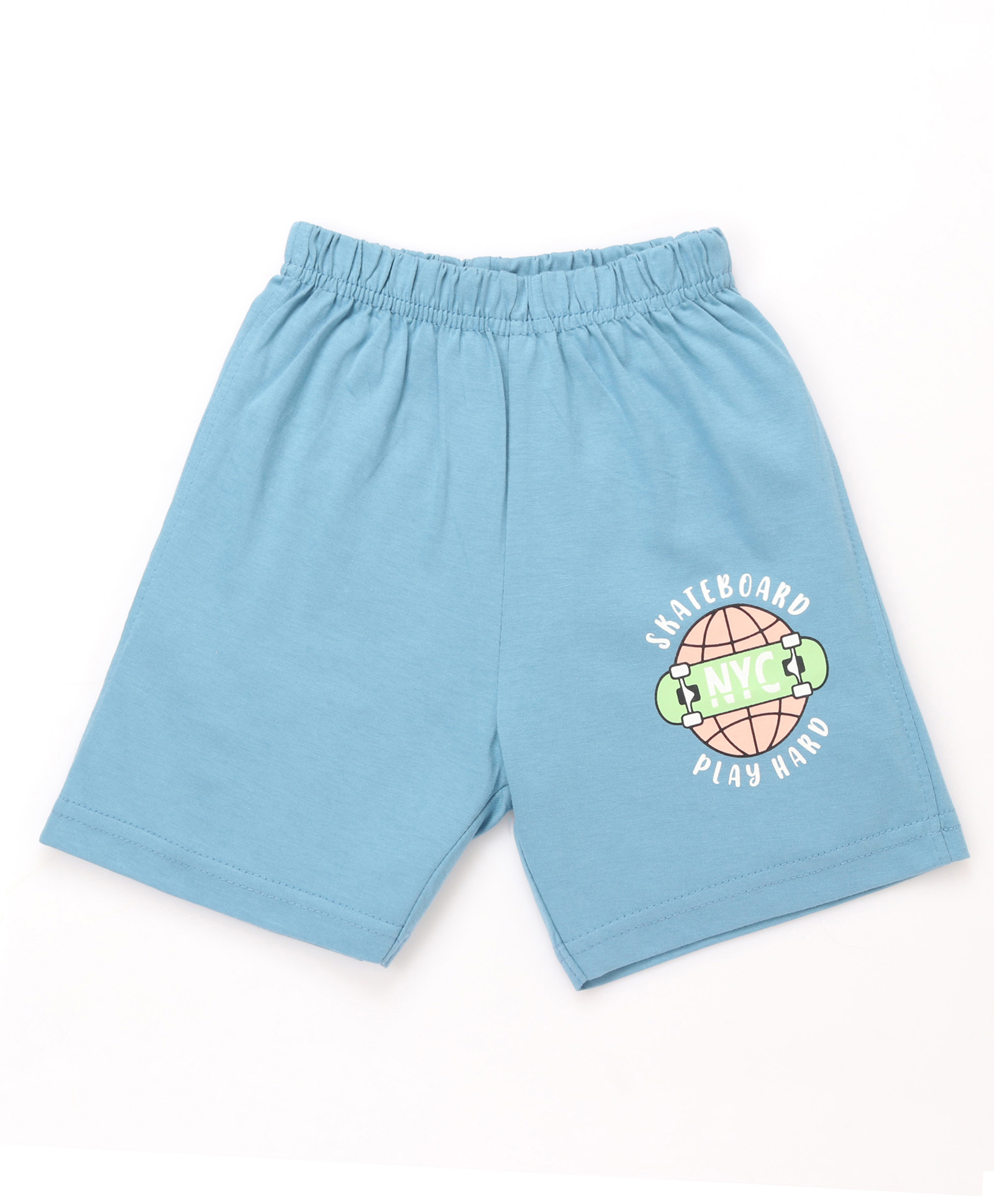 Tango Single Jersey Knit Knee Length Shorts With Text Print - Blue-picture-32