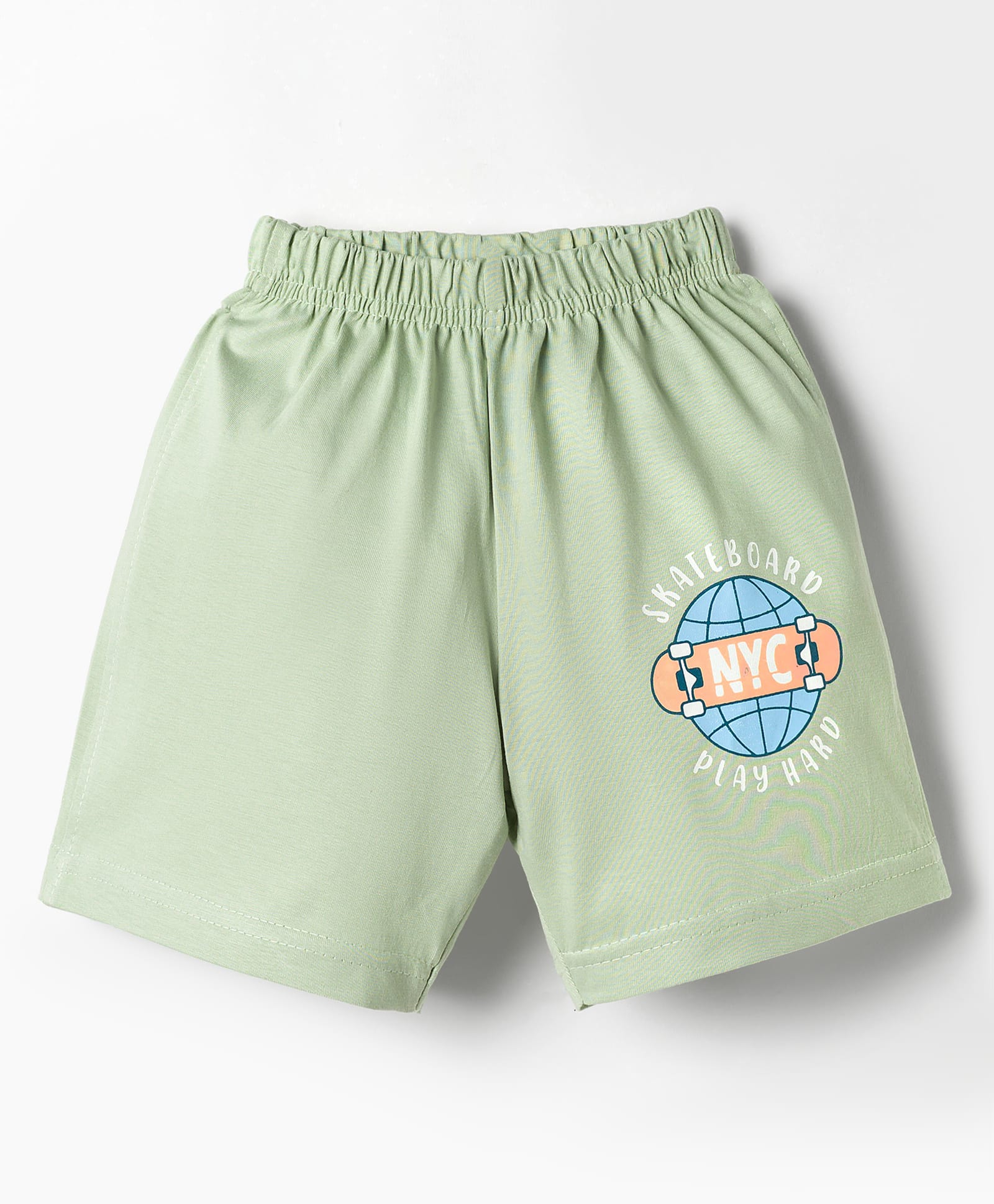 Tango Single Jersey Knit Knee Length Shorts With Text Print - Light Green-picture-13