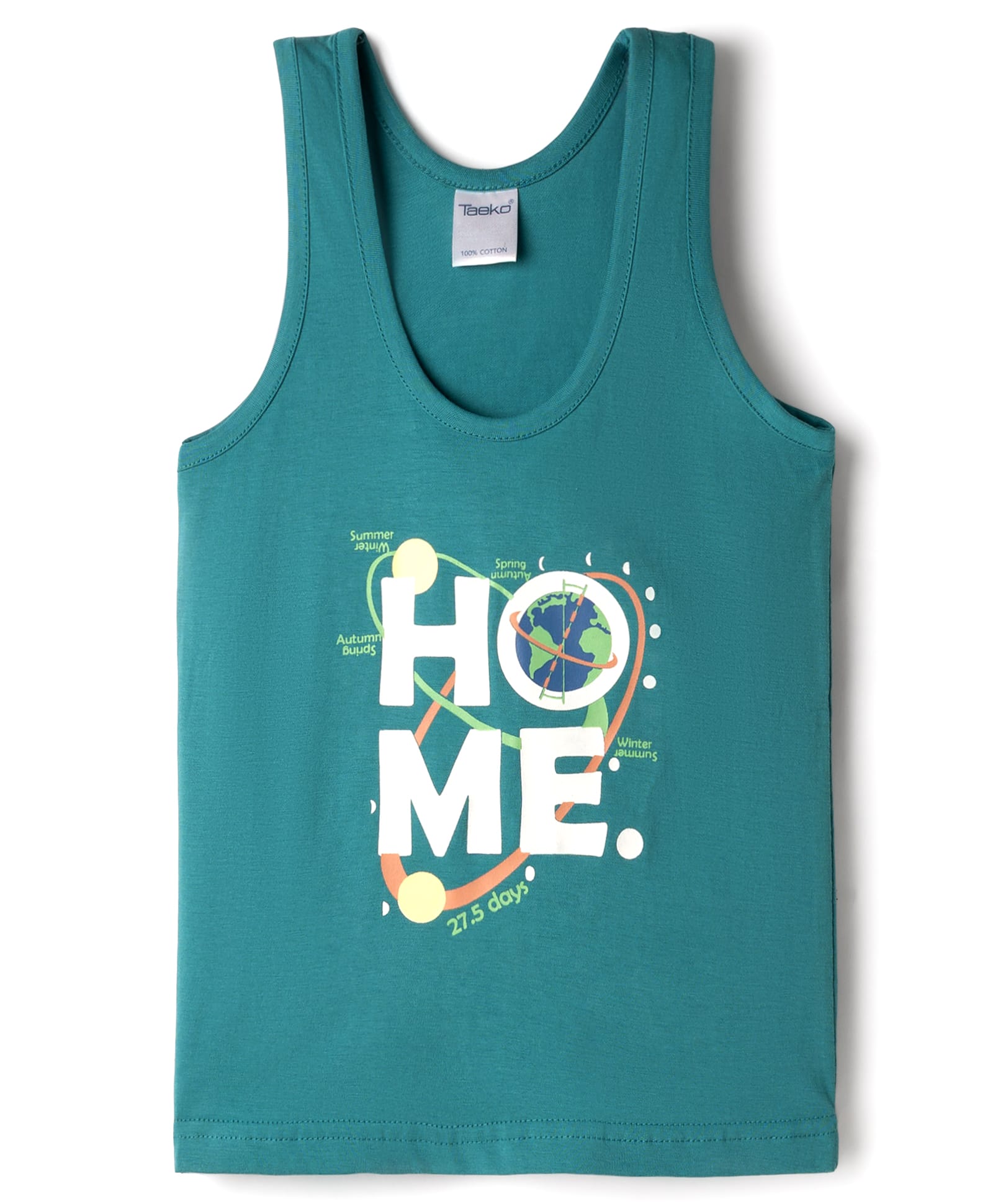 Taeko Single Jersey Knit Sleeveless Vests With Text Print - Green-picture-32