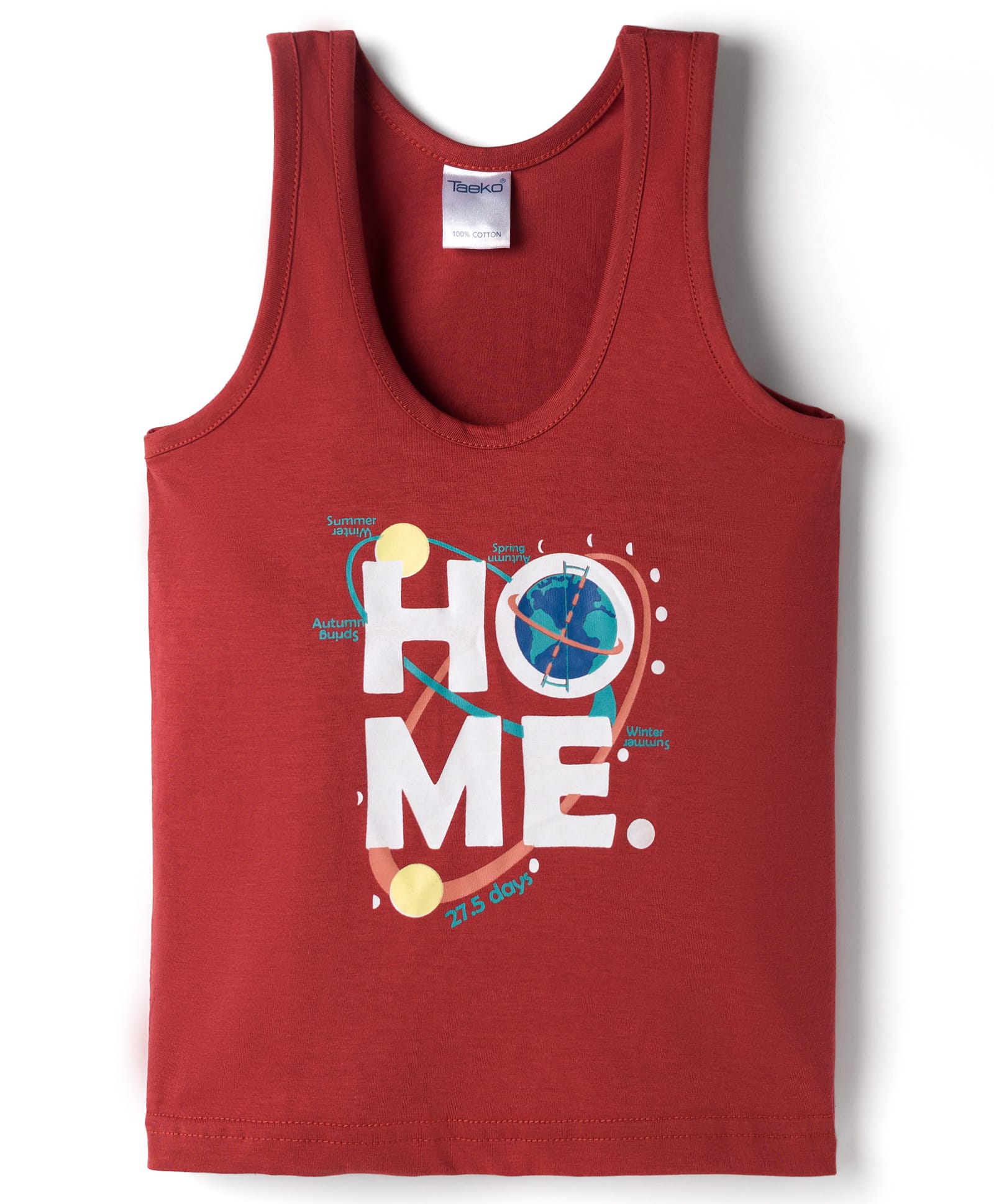 Taeko Single Jersey Knit Sleeveless Vests With Text Print - Red-picture-25