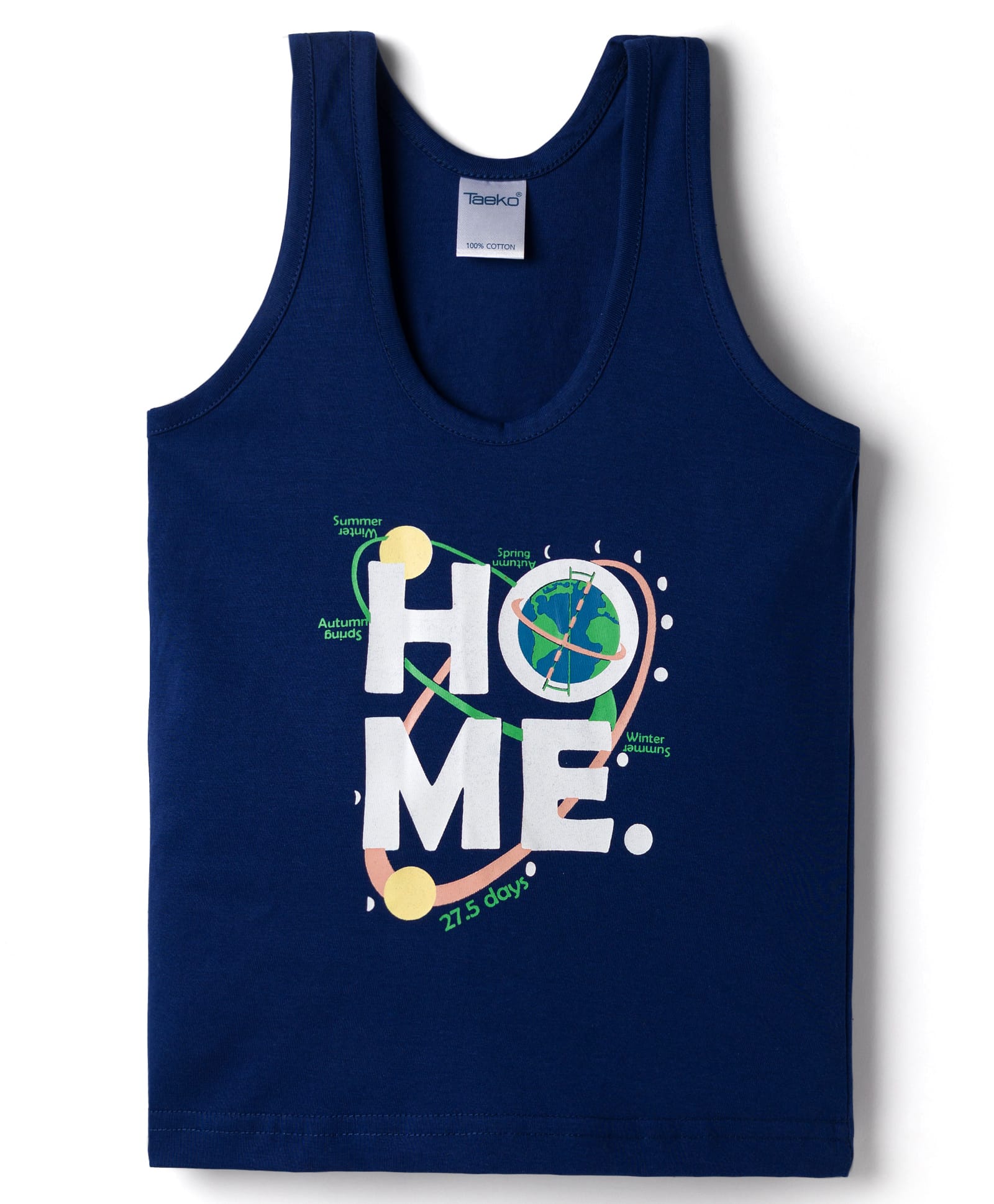 Taeko Single Jersey Knit Sleeveless Vests With Text Print - Navy Blue-picture-6