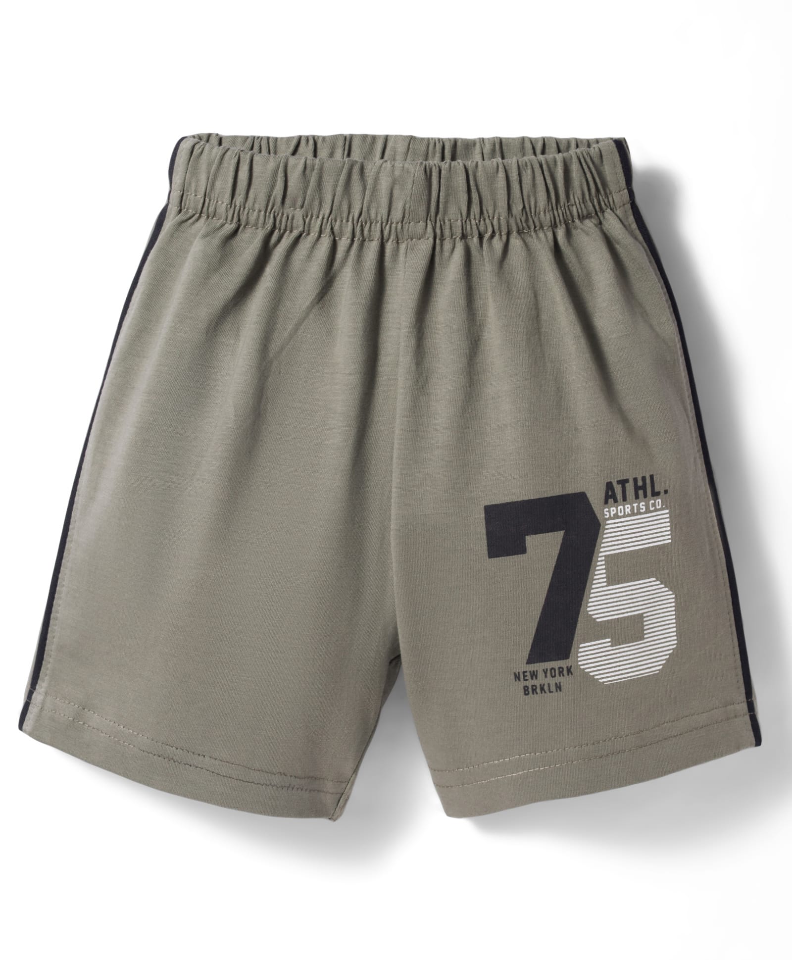 Taeko Single Jersey Knit Knee Length Shorts With Number Print - Olive Green-picture-0