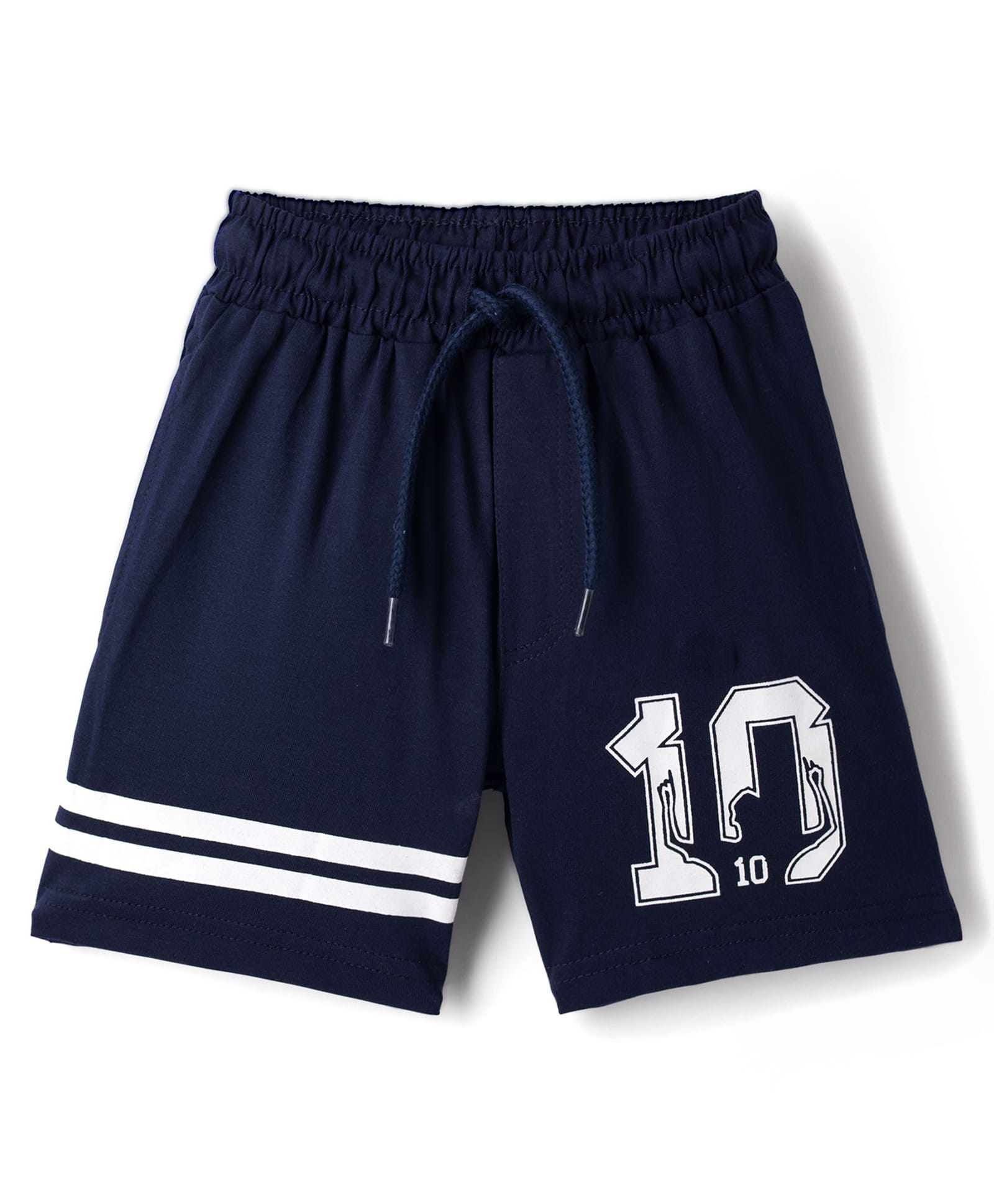 Taeko Single Jersey Knit Knee Length Shorts with Sport Print - Navy Blue-picture-13