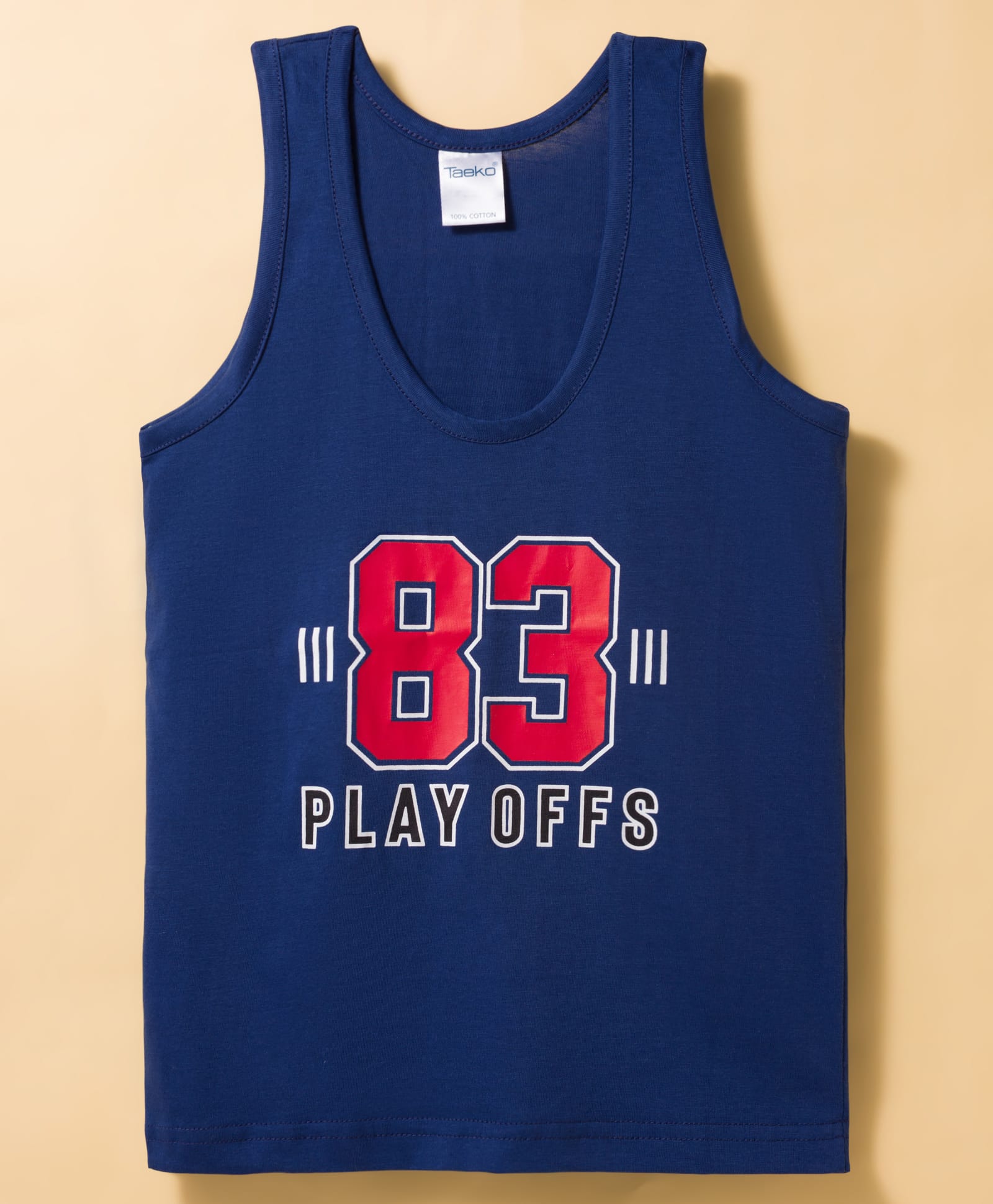 Taeko Single Jersey Knit Sleeveless Vest With Text Print - Navy Blue-picture-23