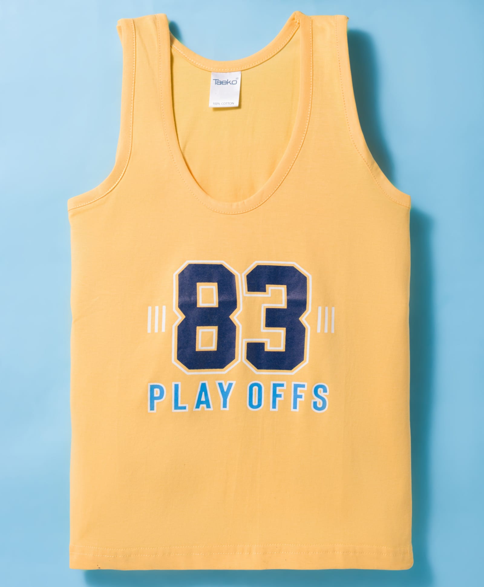 Taeko Single Jersey Knit Sleeveless Vest With Text Print - Light Yellow-picture-16