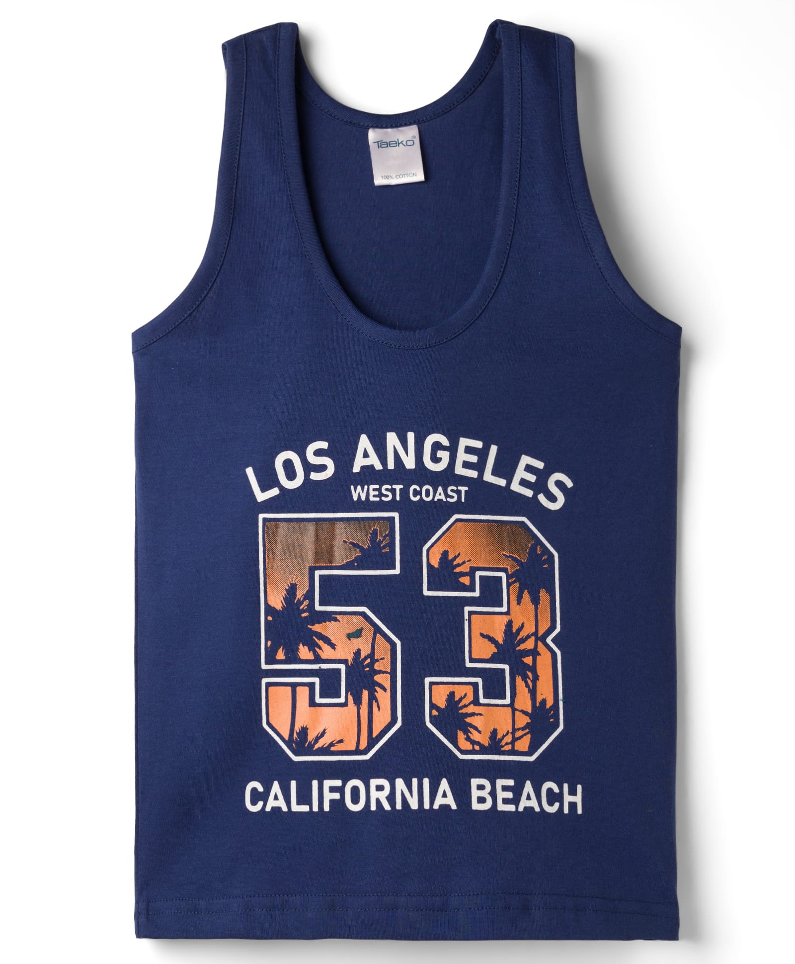 Taeko Single Jersey Knit Sleeveless Vest With Text Print - Navy Blue-picture-21