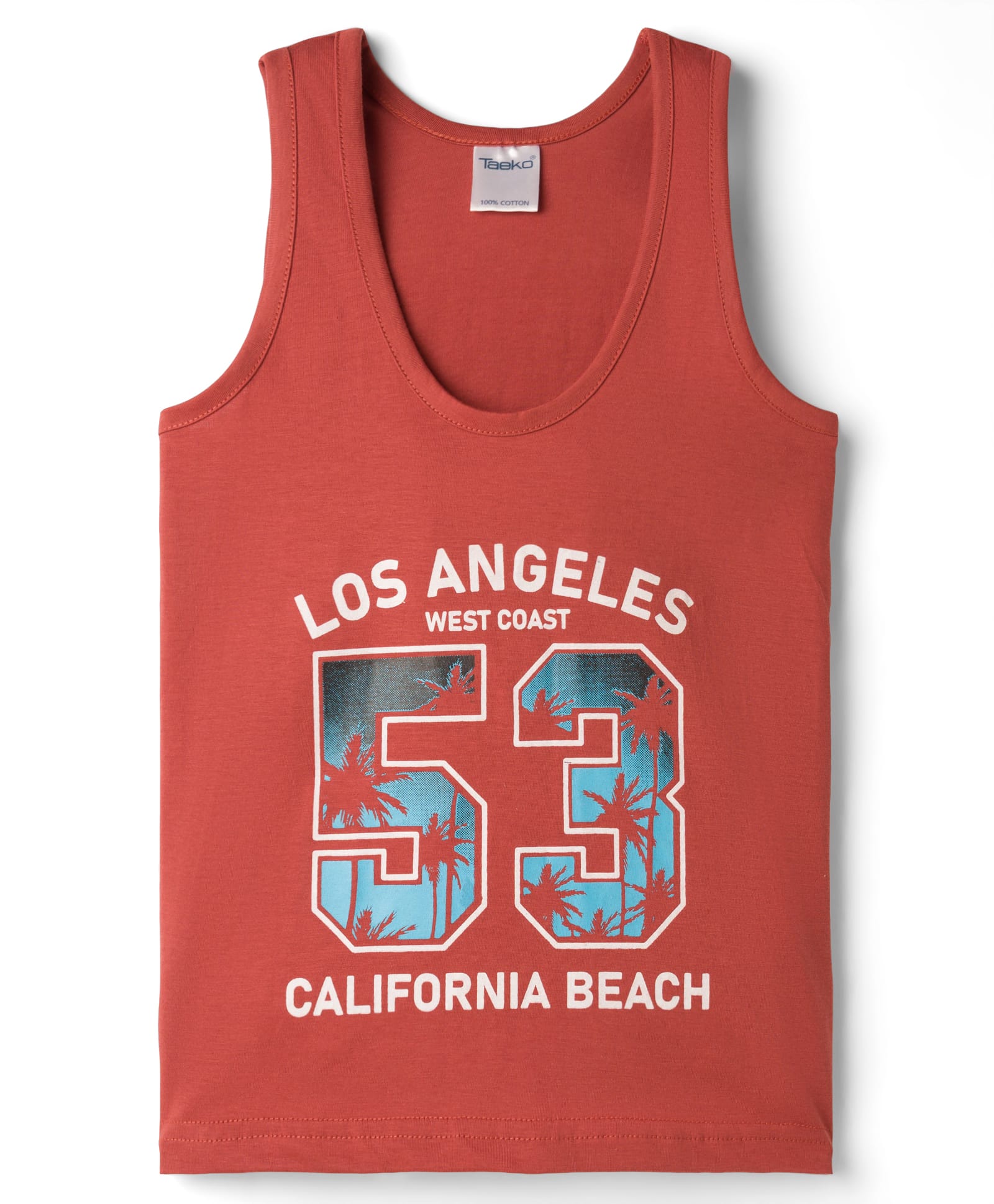 Taeko Single Jersey Knit Sleeveless Vest With Text Print - Red-picture-46