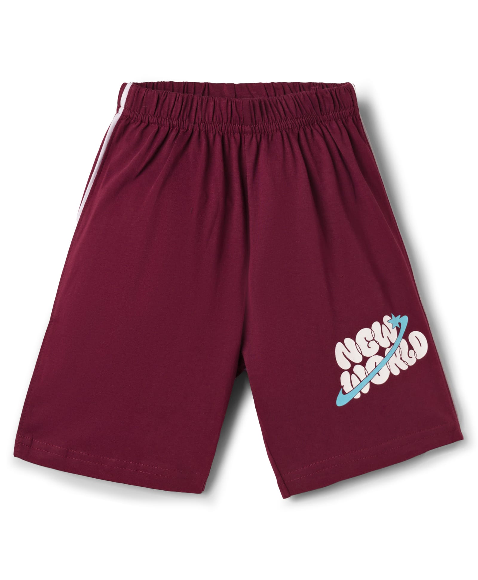 Taeko Single Jersey Knit Knee Length Shorts With Text Print - Maroon-picture-28