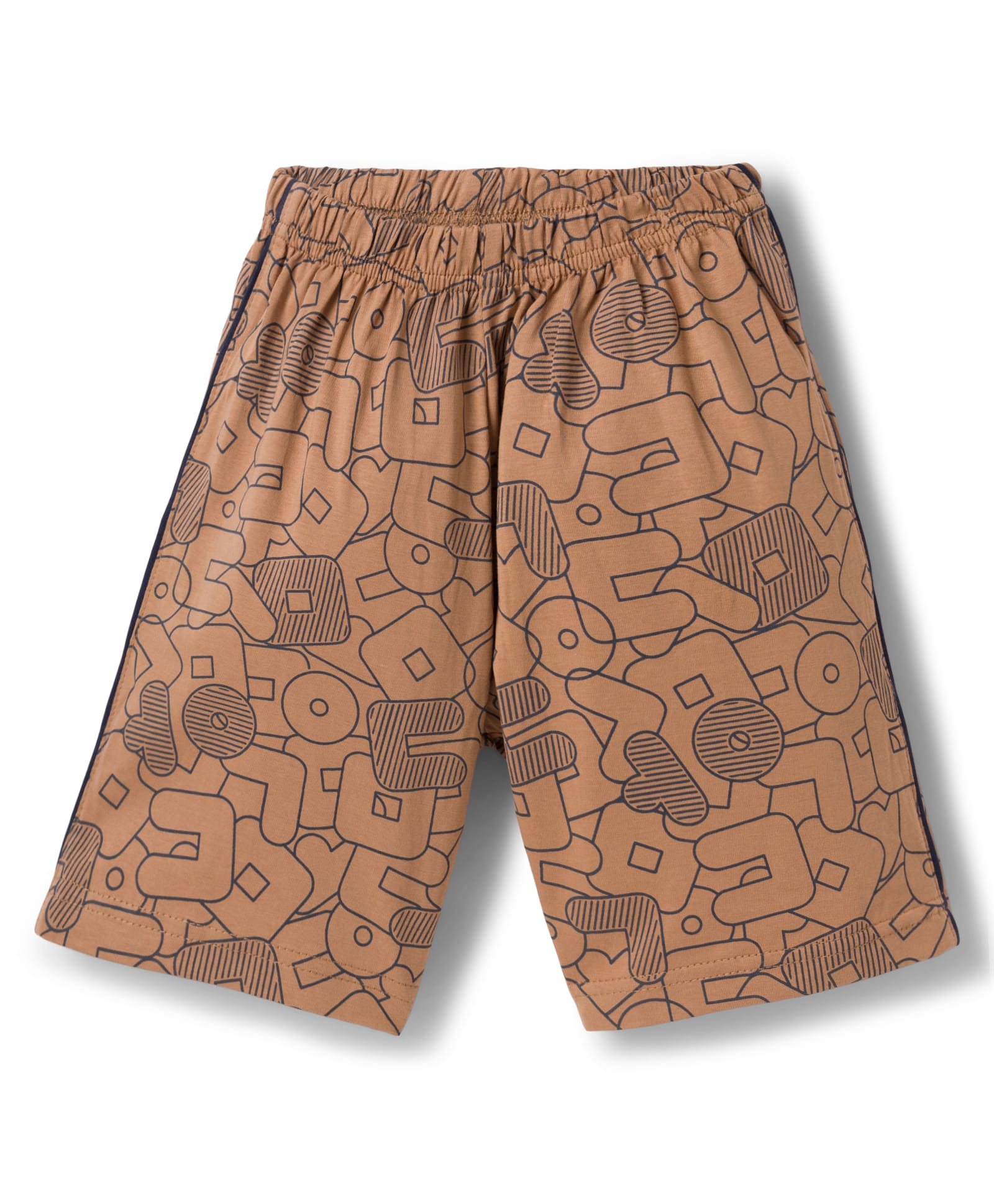 Taeko Single Jersey Knit Knee Length Shorts With Text Print - Tan-picture-21
