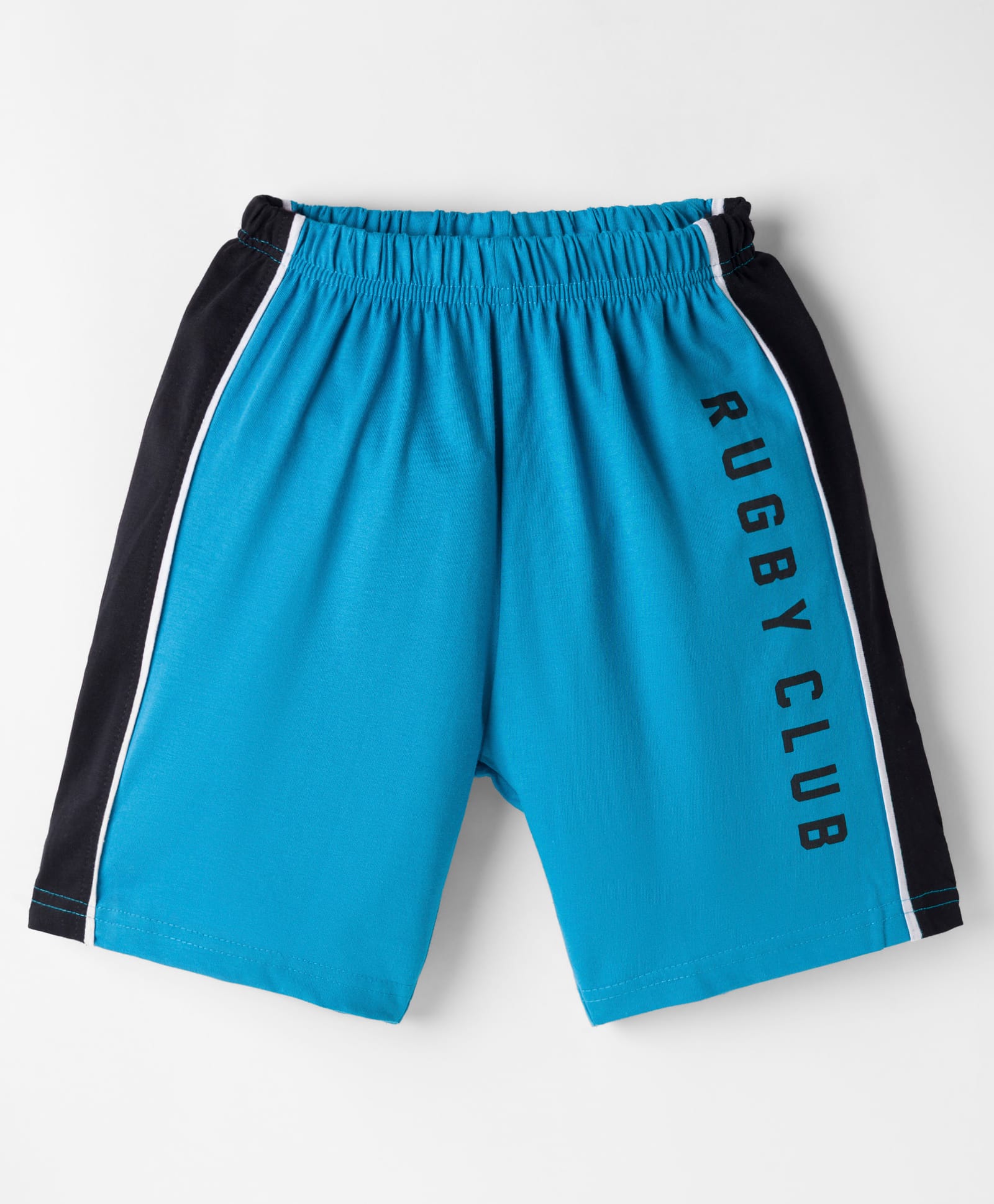 Taeko Single Jersey Knit Knee Length Shorts With Text Print - Blue-picture-14