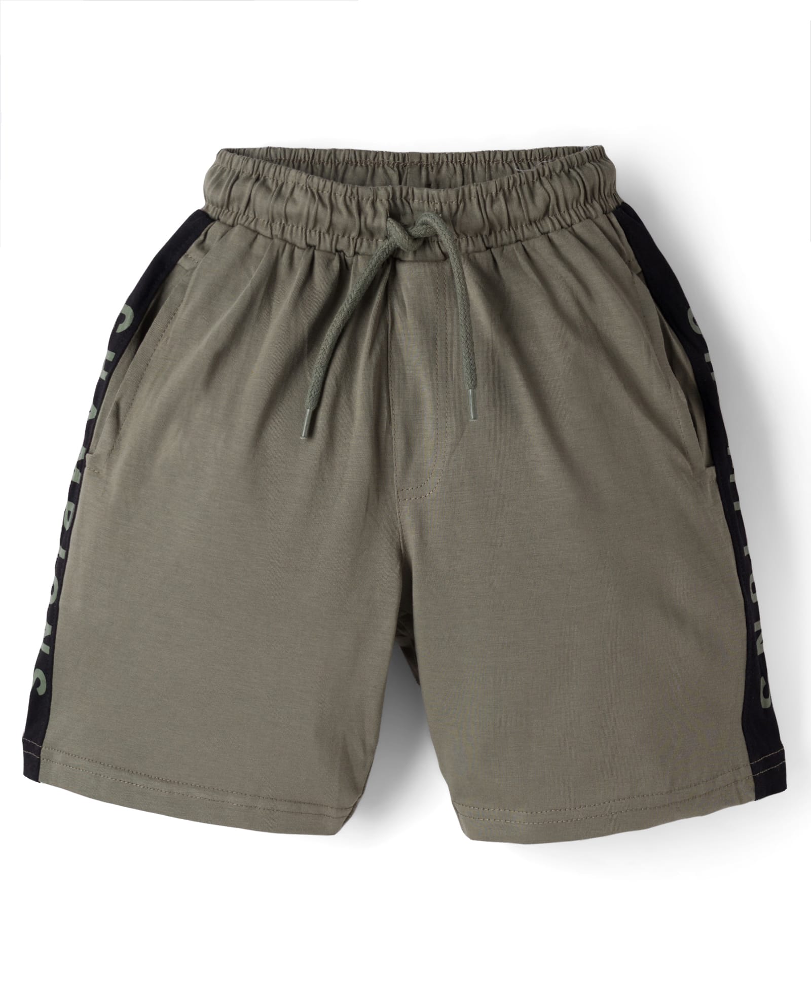 Taeko Single Jersey Knit Knee Length Shorts with Text Print - Olive Green-picture-30