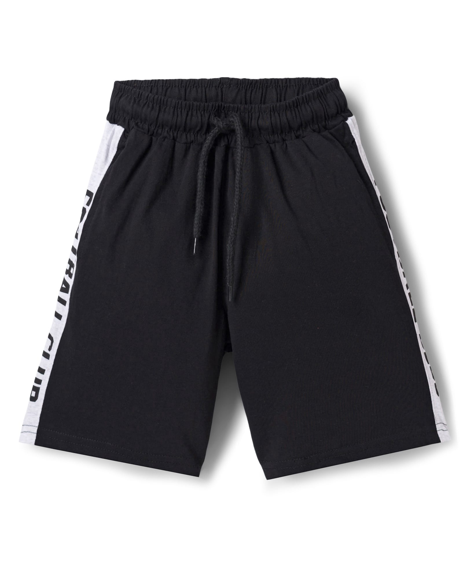 Taeko Single Jersey Knit Knee Length Shorts With Text Print - Black-picture-34