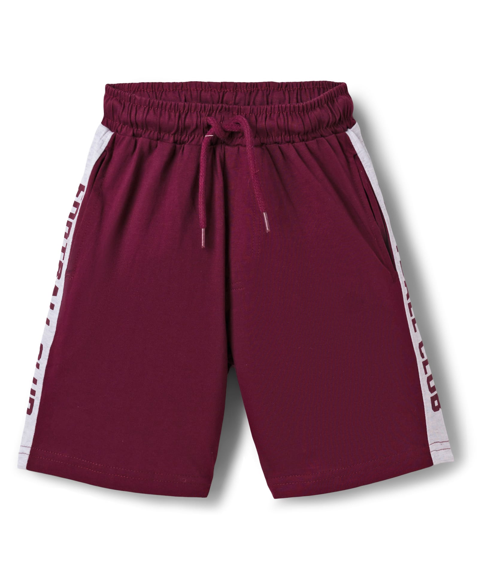 Taeko Single Jersey Knit Knee Length Shorts With Text Print - Maroon-image-45