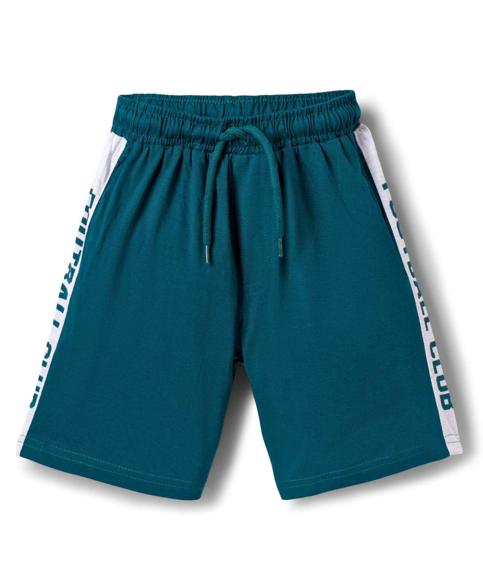 Taeko Single Jersey Knit Knee Length Shorts With Text Print - Teal Blue-picture-19
