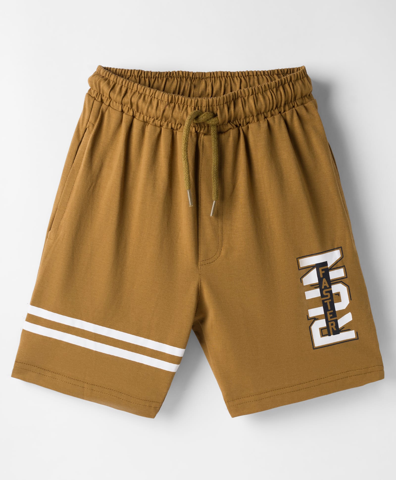 Taeko Single Jersey Knit Knee Length Shorts With Run Print - Tan-picture-12