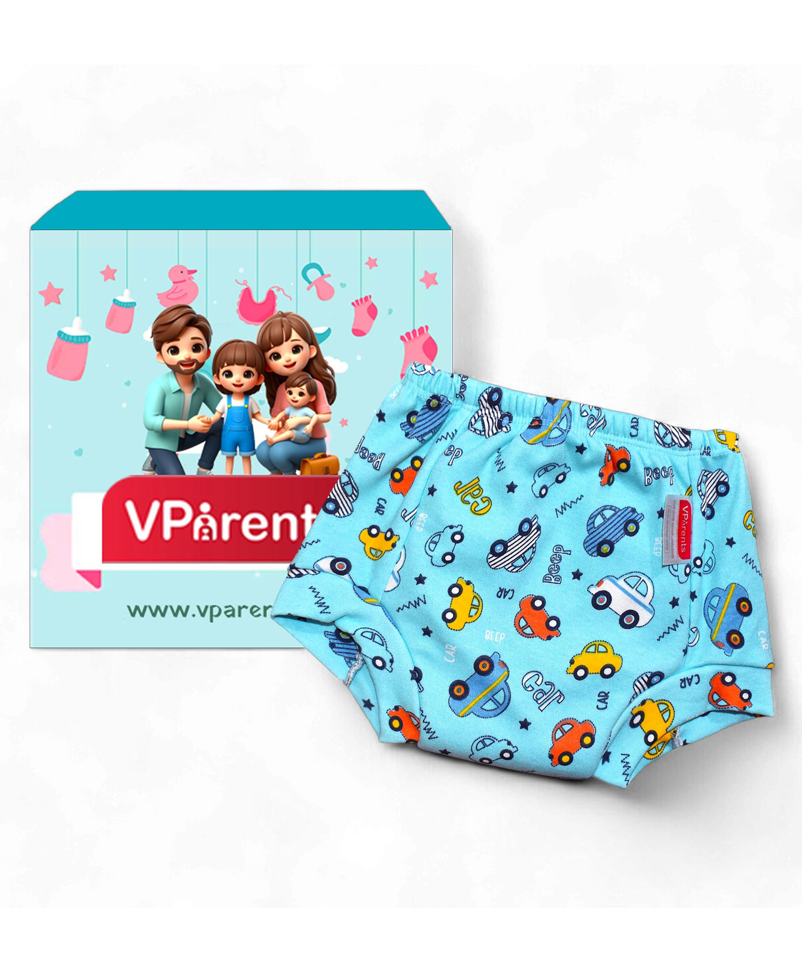 VParents Padded Underwear for Babies and Toddlers with 3 Layers of Cotton Padding Potty Training Pull Up & Diaper-Free Time (3-4 years) Car-picture-1