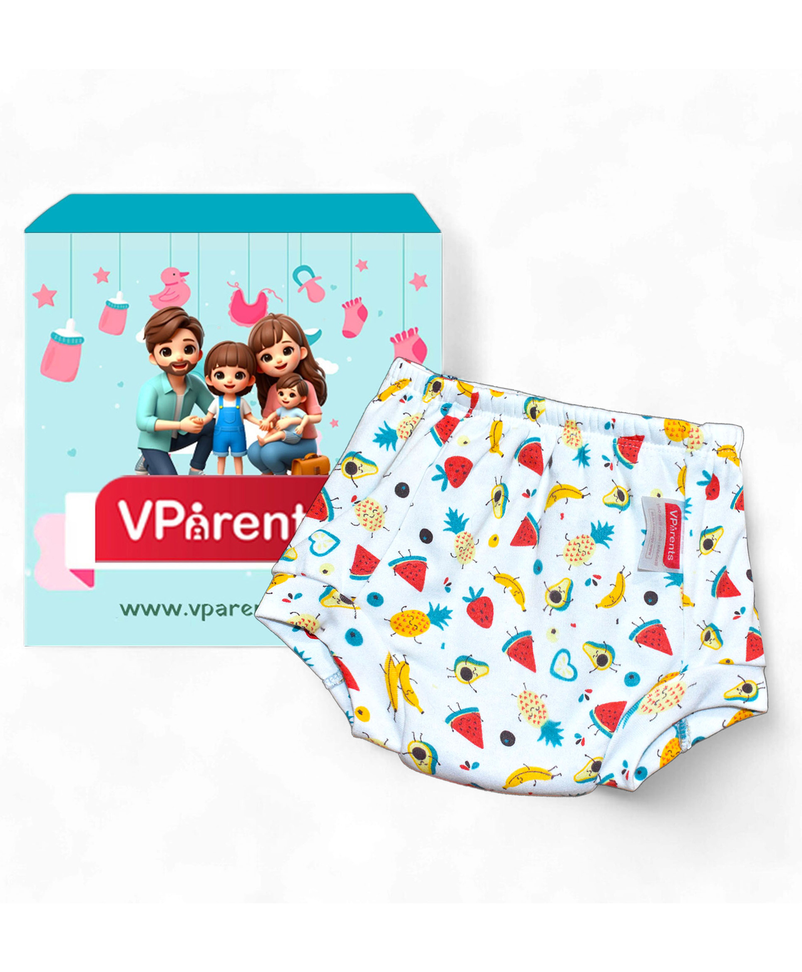 VParents Padded Underwear for Babies and Toddlers with 3 Layers of Cotton Padding Potty Training Pull Up & Diaper-Free Time (3-4 Years) Watermelon Multicolour-picture-30