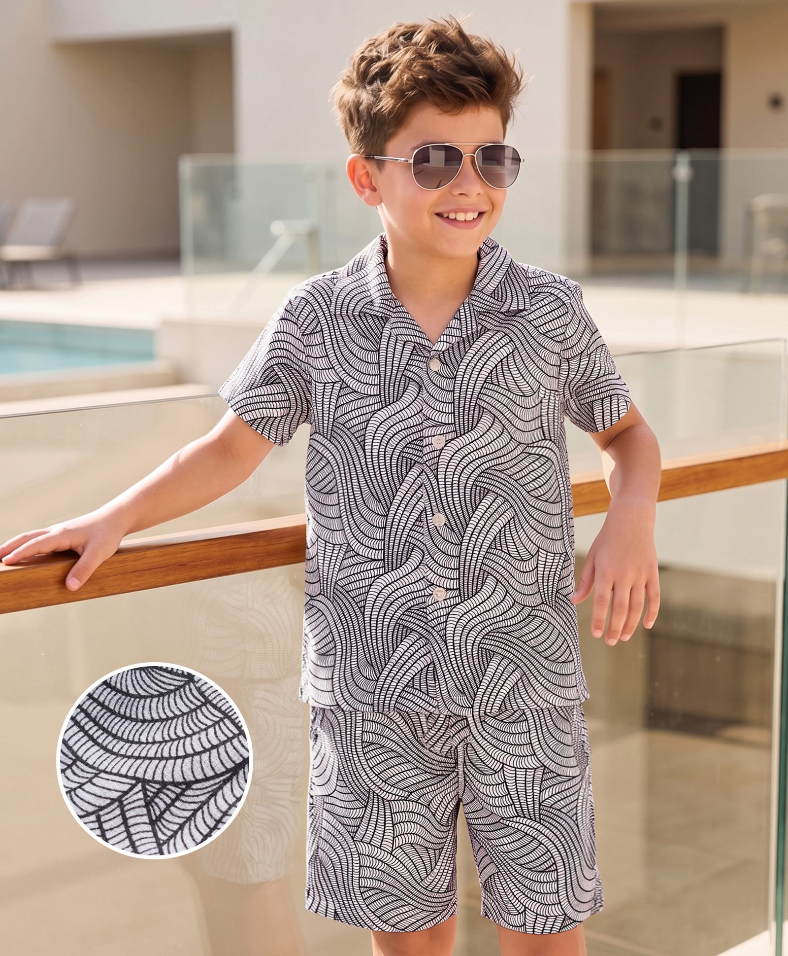 Kookie Kids Woven Half Sleeves Printed Shirt & Shorts Co-ord Set - Multicolor-image-3