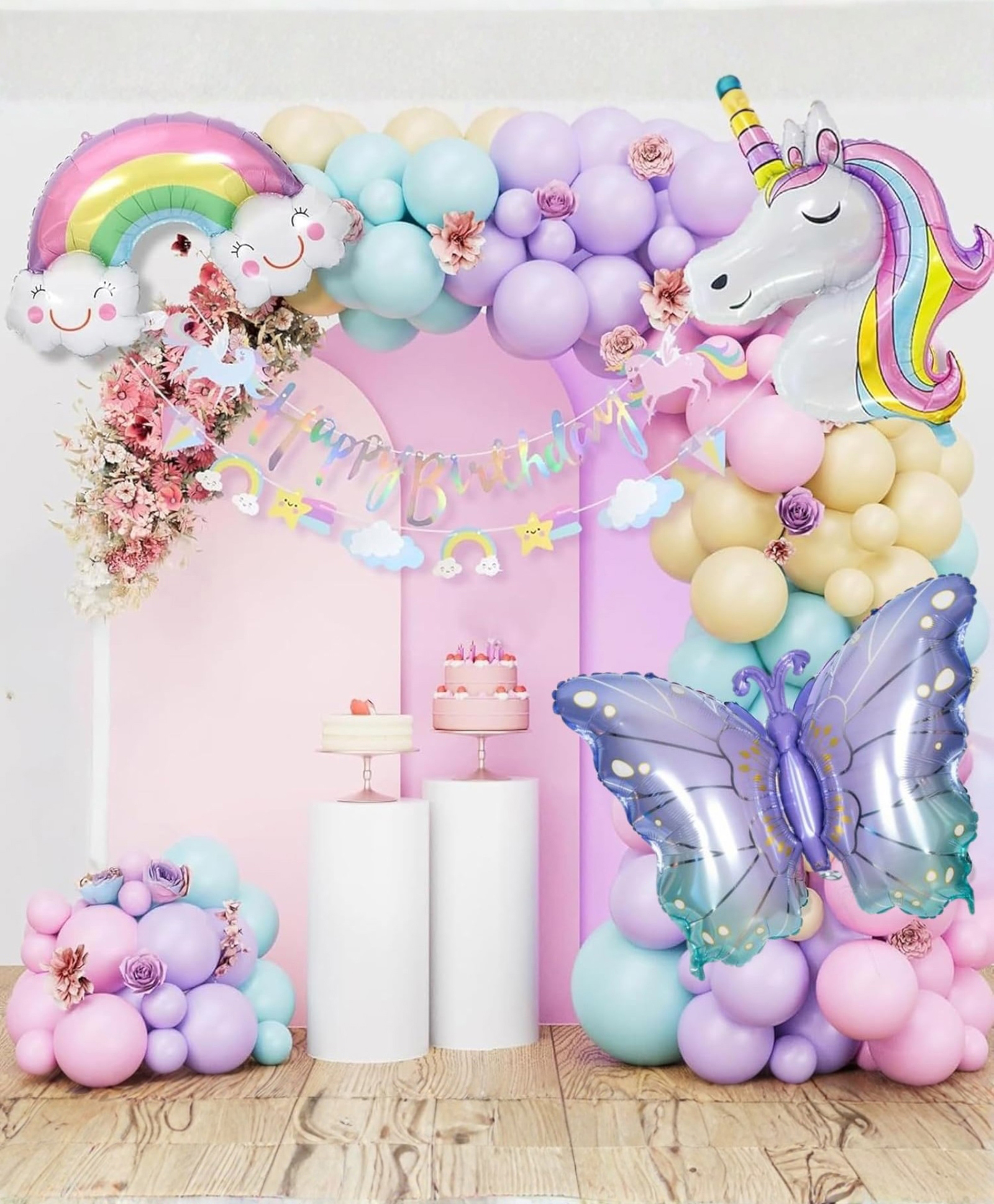 Special You Unicorn Theme Birthday Decoration Kit for Baby Girl with Pastel Balloons- 47 Pcs