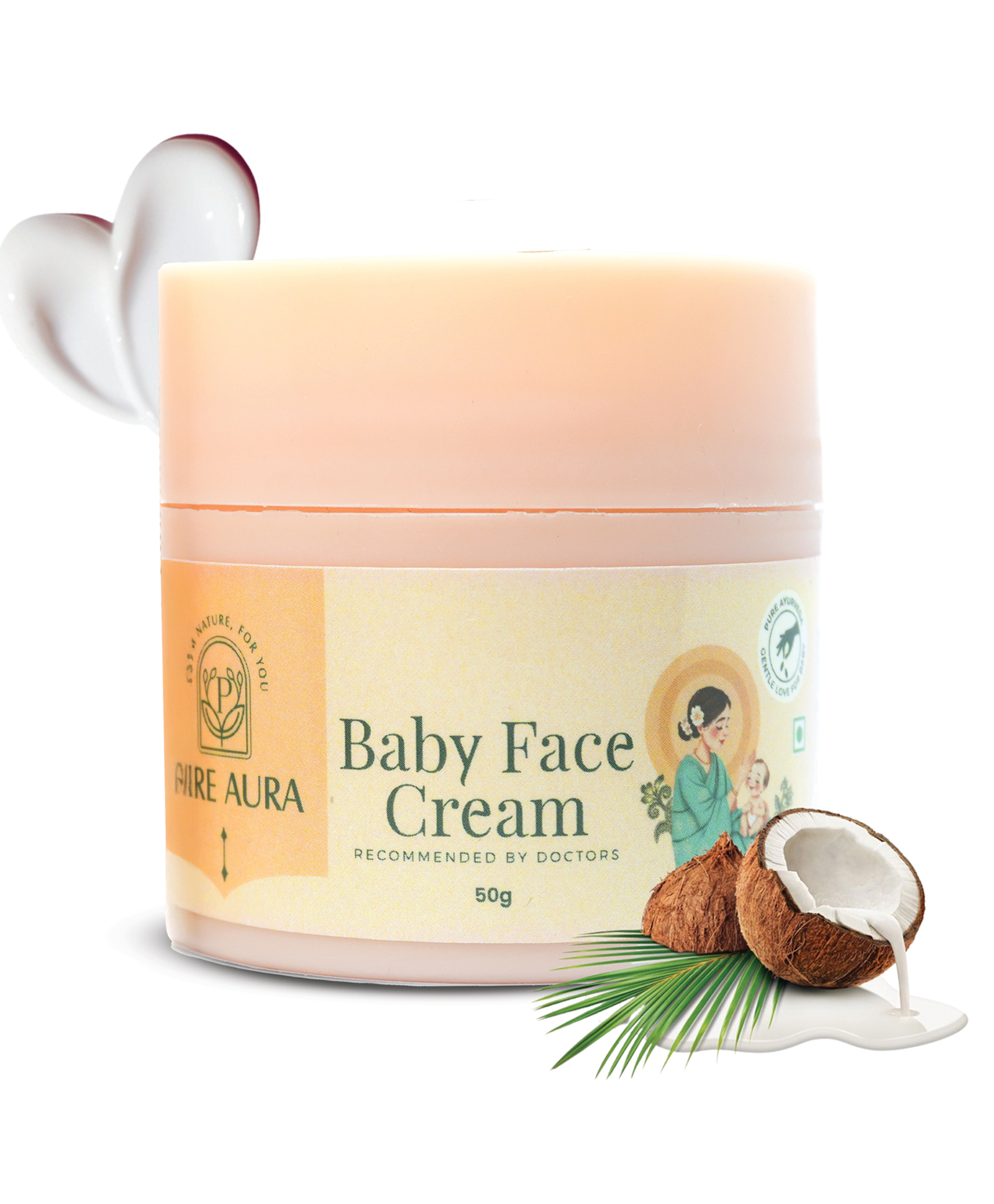 Pure Aura Baby Face Cream 50g | Gentle Hydrating Daily Moisturizer for Newborns & Sensitive Skin