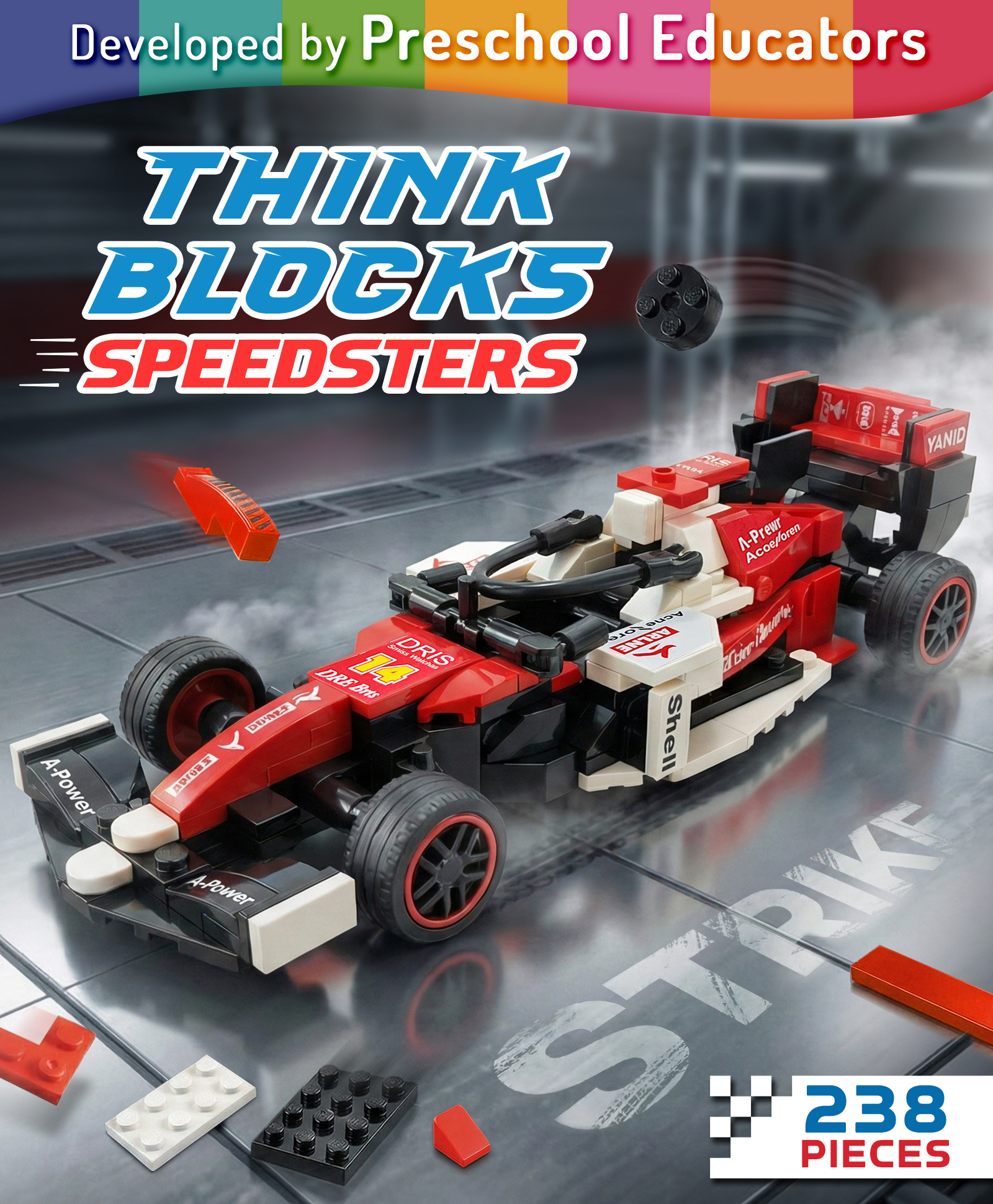 Intelliskills Think Blocks: Speedsters-Strike |238 Pieces -Multicoloured | Premium Realistic Race Car Model Building Kit | STEM Construction Set | Assemble & Play |BIS Certified | Educator Recommended-image-9