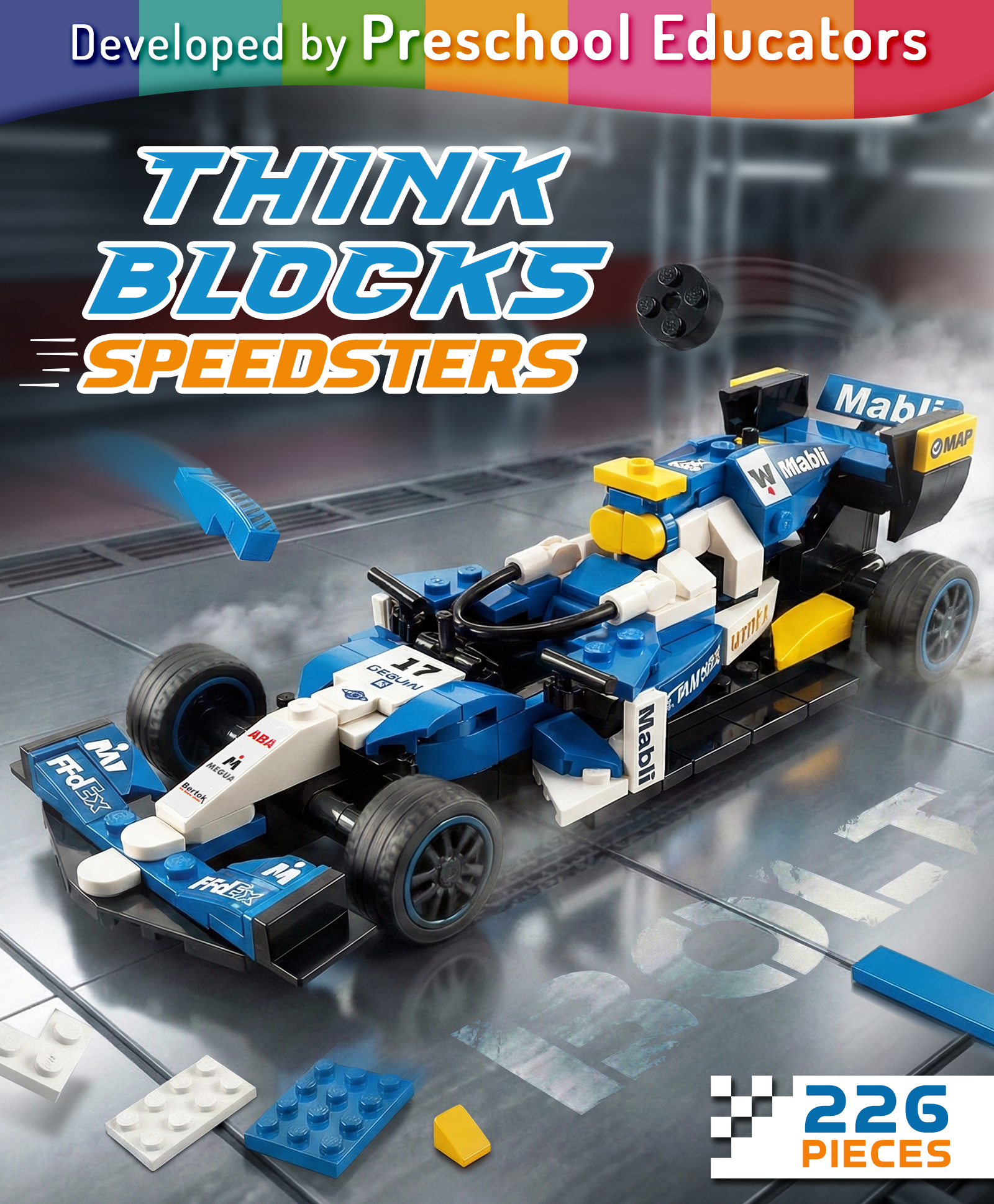 Intelliskills Think Blocks: Speedsters-Bolt |226 Pieces -Multicoloured | Premium Realistic Race Car Model Building Kit | STEM Construction Set | Assemble & Play |BIS Certified | Educator Recommended-picture-14