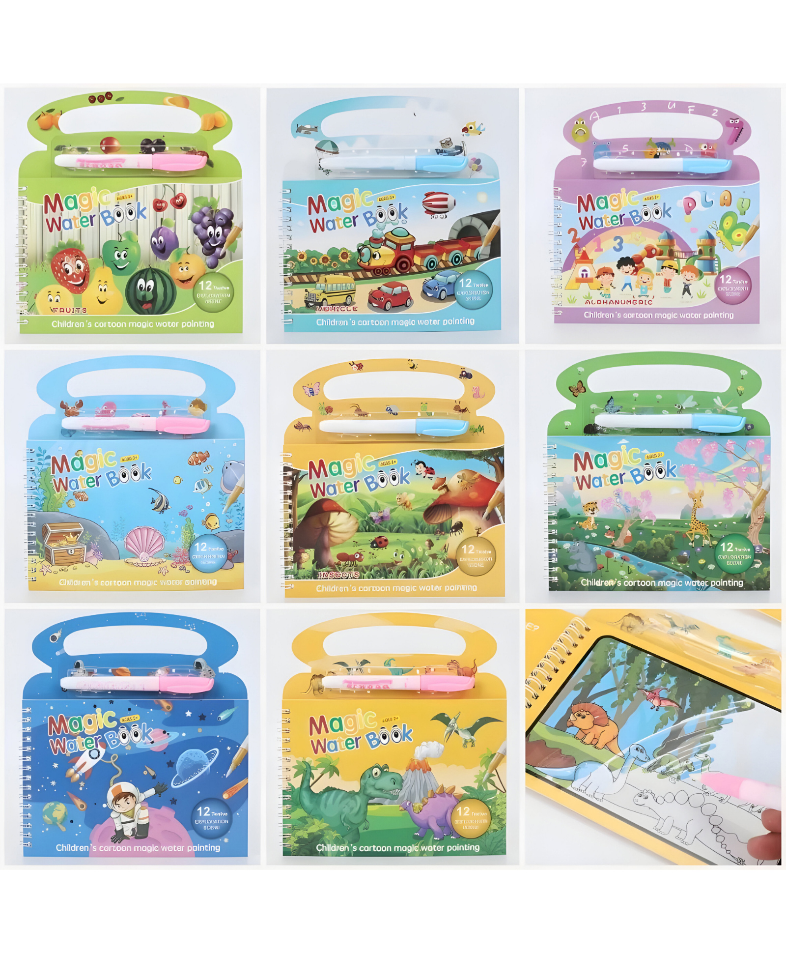 SCHOOLISH Reusable Magic Water Book for Painting Children's Cartoon Images with Water Pen PACK OF 1 - COLOR MAY VARY-image-23