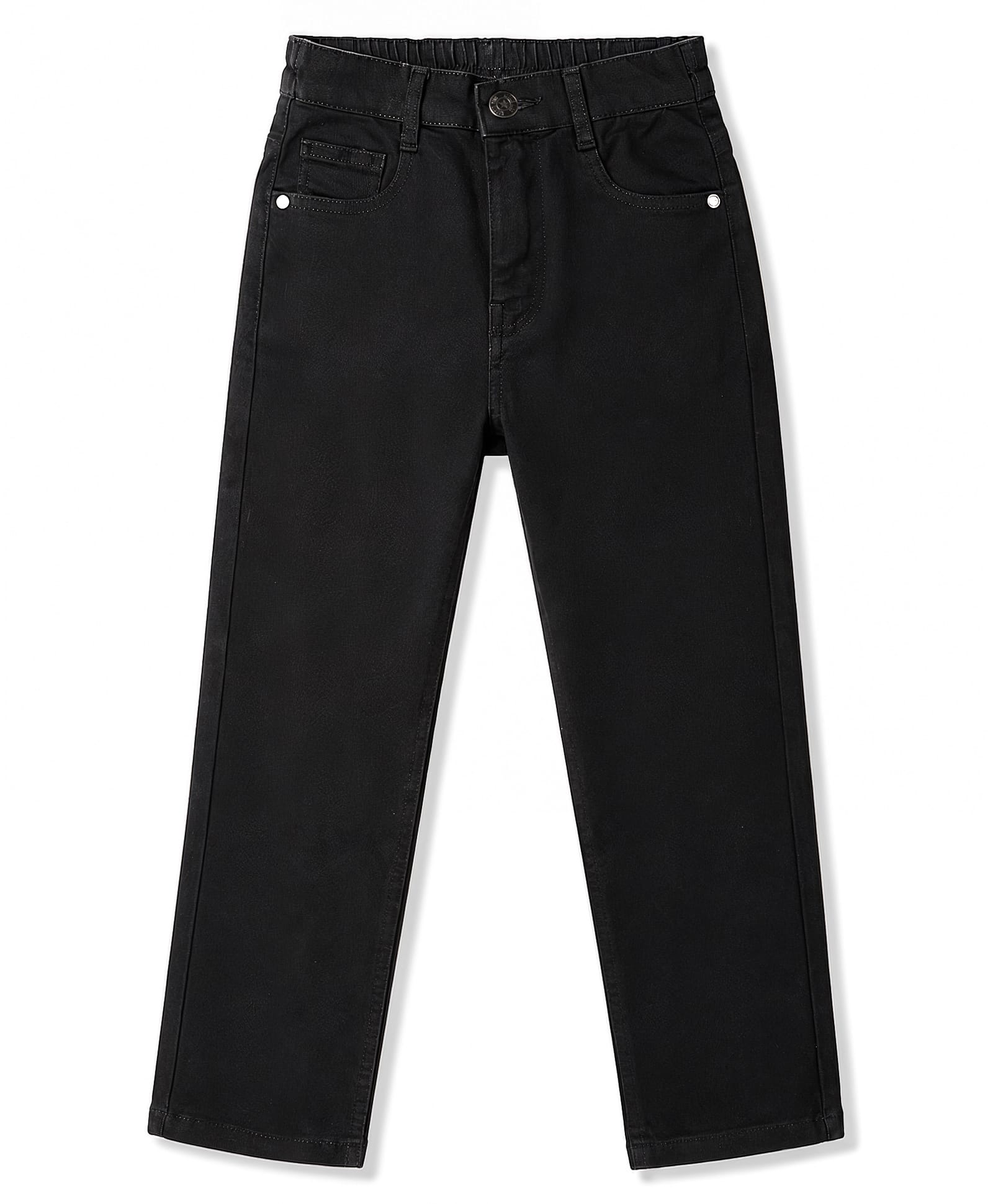 kookie kids india Kookie Kids Denim Woven Full Length Solid Jeans - Black-picture-12