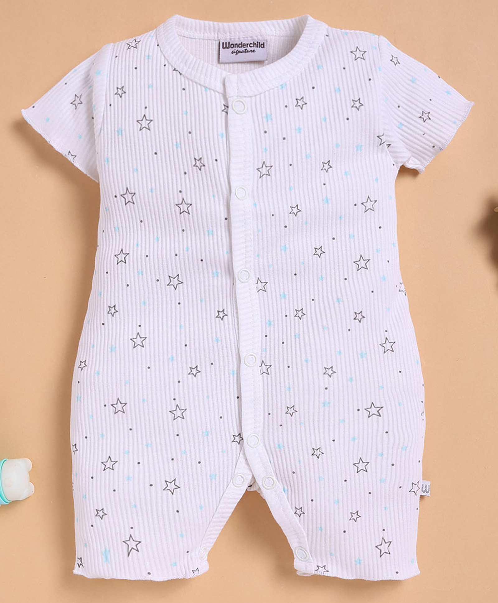 Wonderchild Half Sleeves Stars Printed Romper - White-image-11