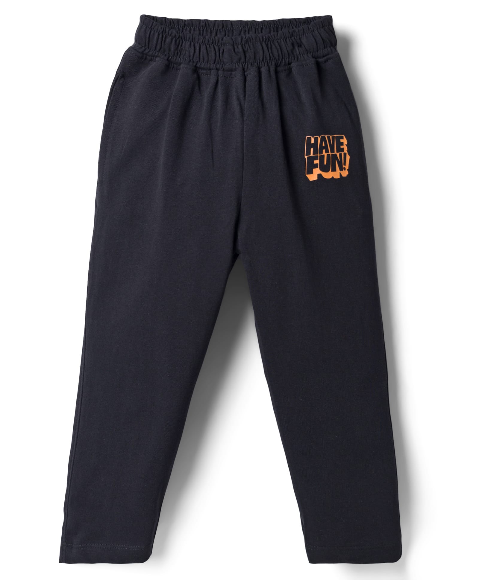kookie kids india Kookie Kids Single Jersey Knit Full Length Joggers with Text Print - Black-picture-35
