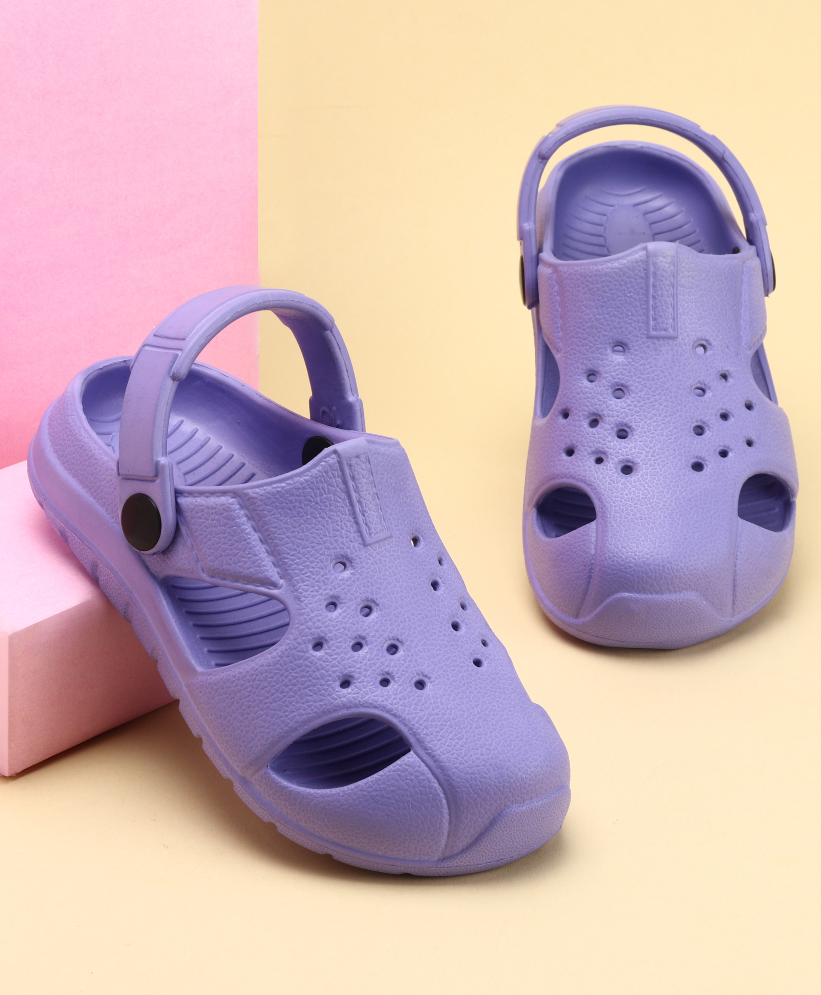 Pine Kids Back Strap Solid Clogs - Purple-picture-17