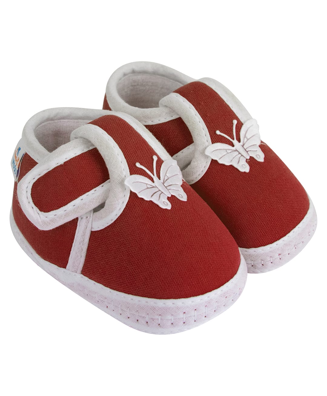 Neska Moda Cotton Butterfly Applique Velcro Closure Booties - Maroon-picture-12