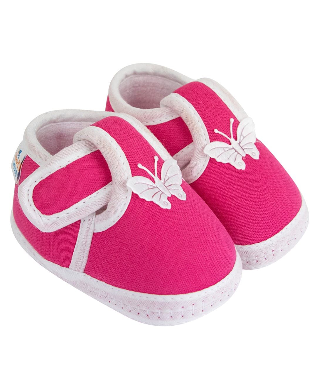 Neska Moda Cotton Butterfly Applique Velcro Closure Booties - Pink-picture-19