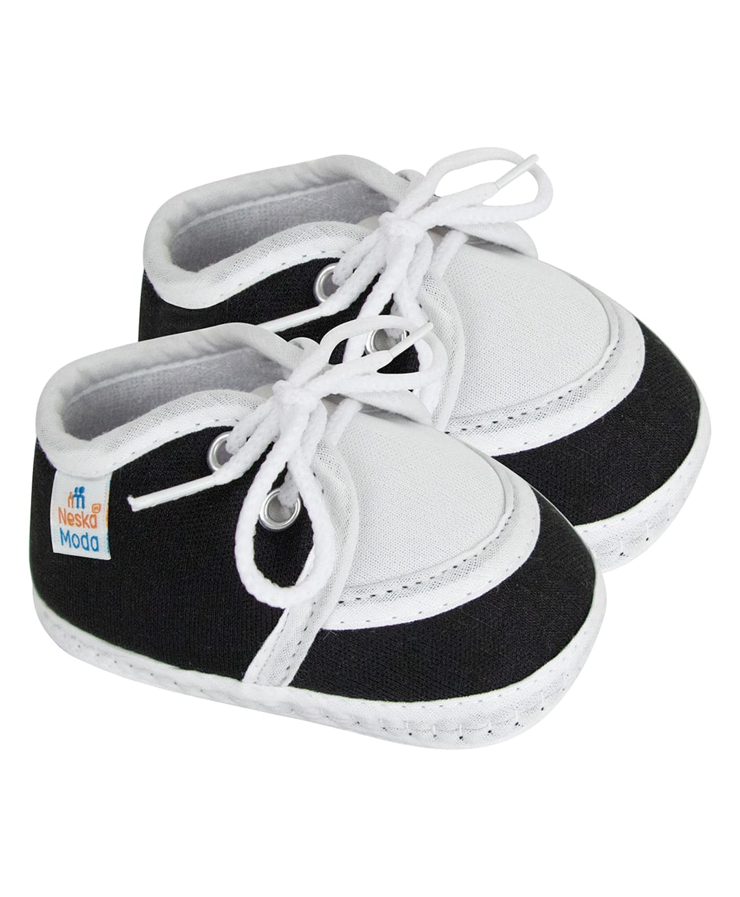Neska Moda Cotton Colour Blocked Lace Up Booties - Black-picture-26