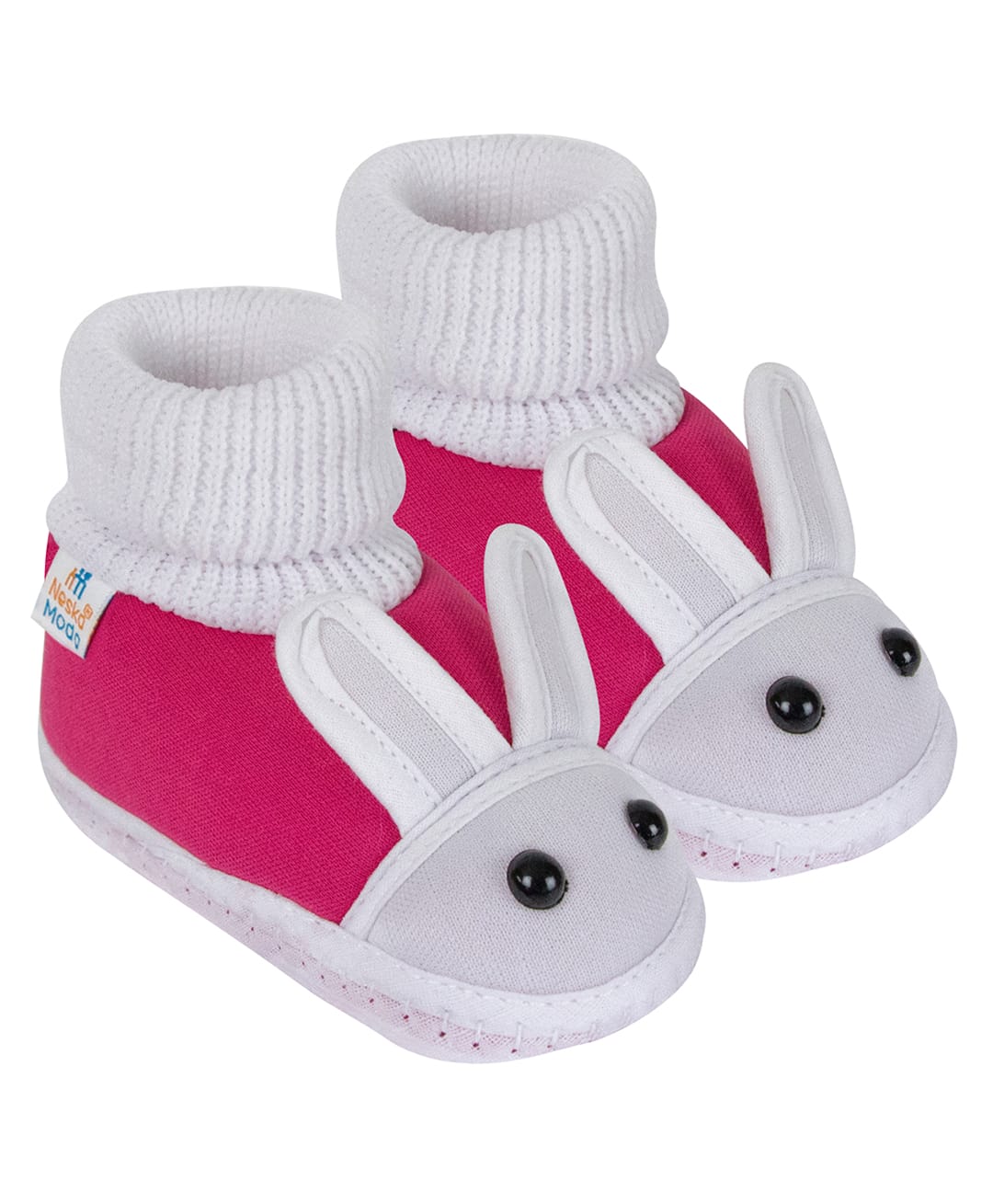 Neska Moda Rabbit Applique & Frill Detailed Booties - Pink-picture-15
