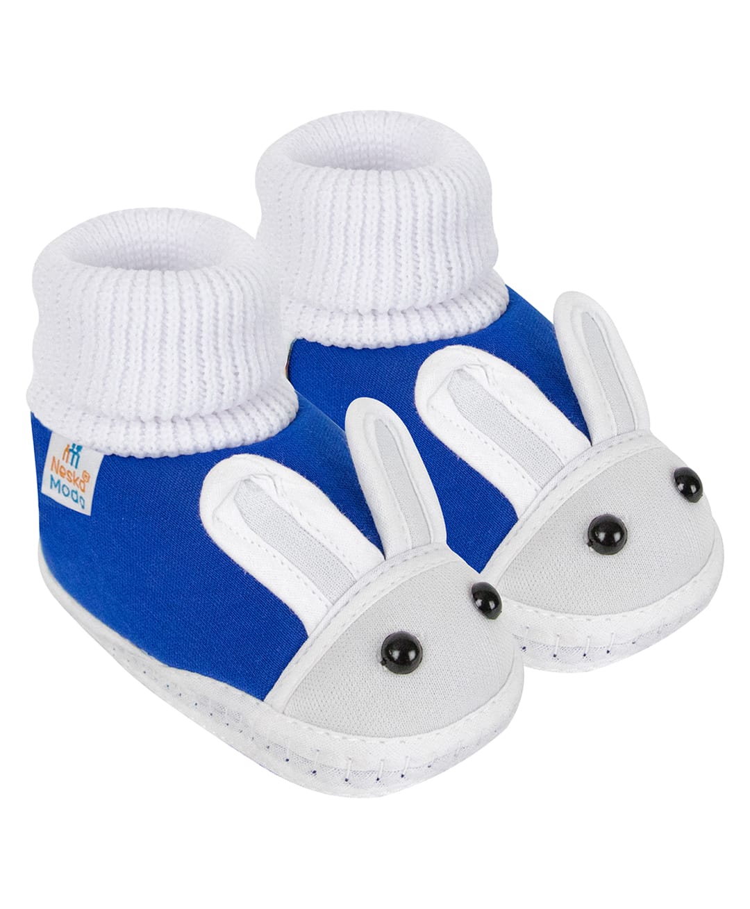 Neska Moda Rabbit Applique & Frill Detailed Booties - Blue-picture-17
