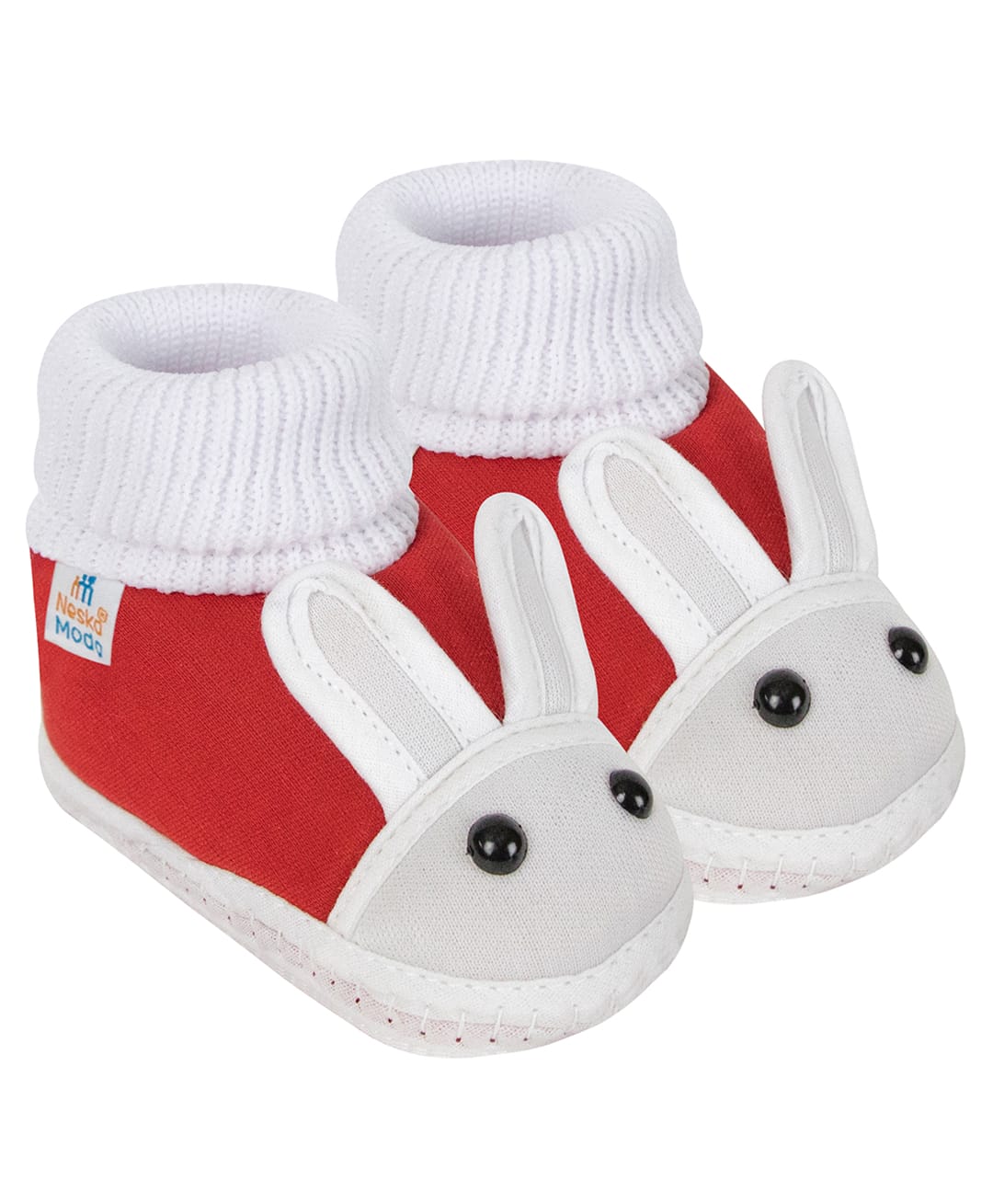 Neska Moda Rabbit Applique & Frill Detailed Booties - Red-picture-23