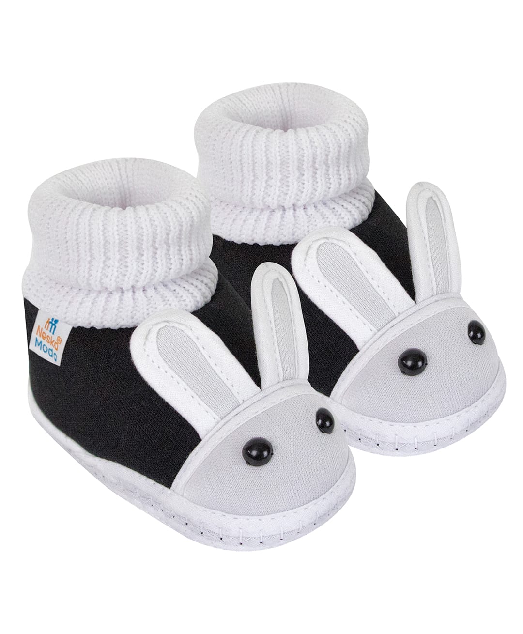 Neska Moda Rabbit Applique & Frill Detailed Booties - Black-picture-11