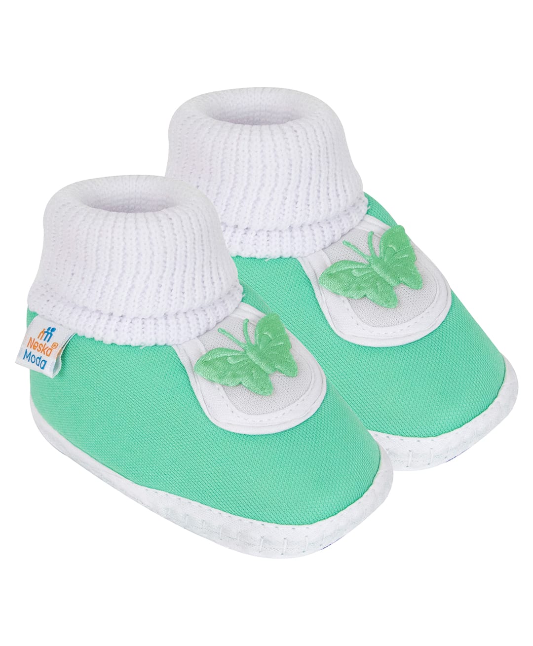 Neska Moda Butterfly Applique & Frill Detailed Booties - Green-picture-10