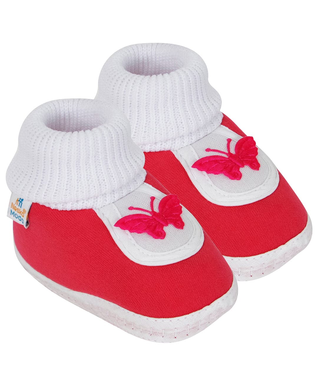 Neska Moda Butterfly Applique & Frill Detailed Booties - Red-picture-20