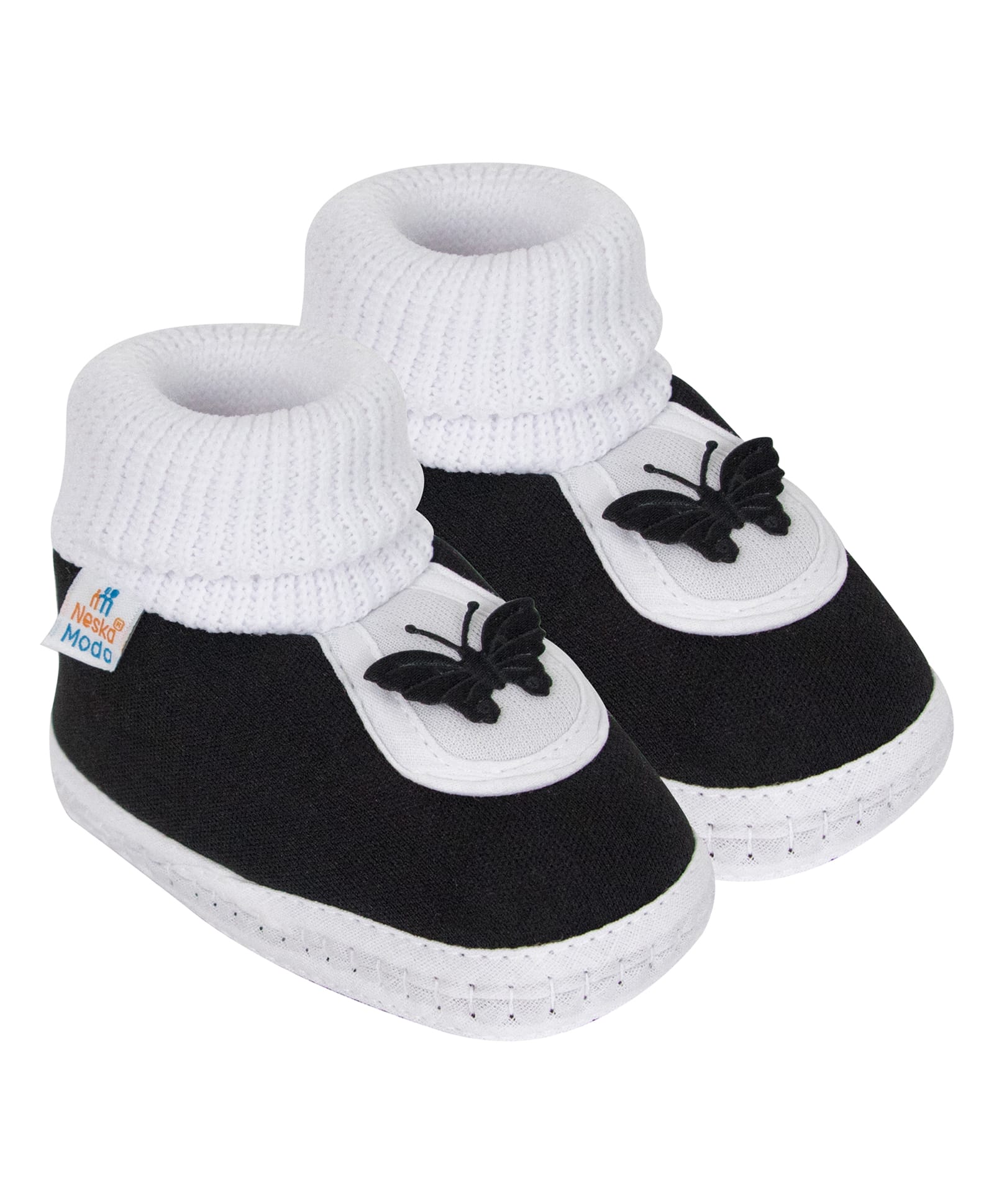 Neska Moda Butterfly Applique & Frill Detailed Booties - Black-picture-21