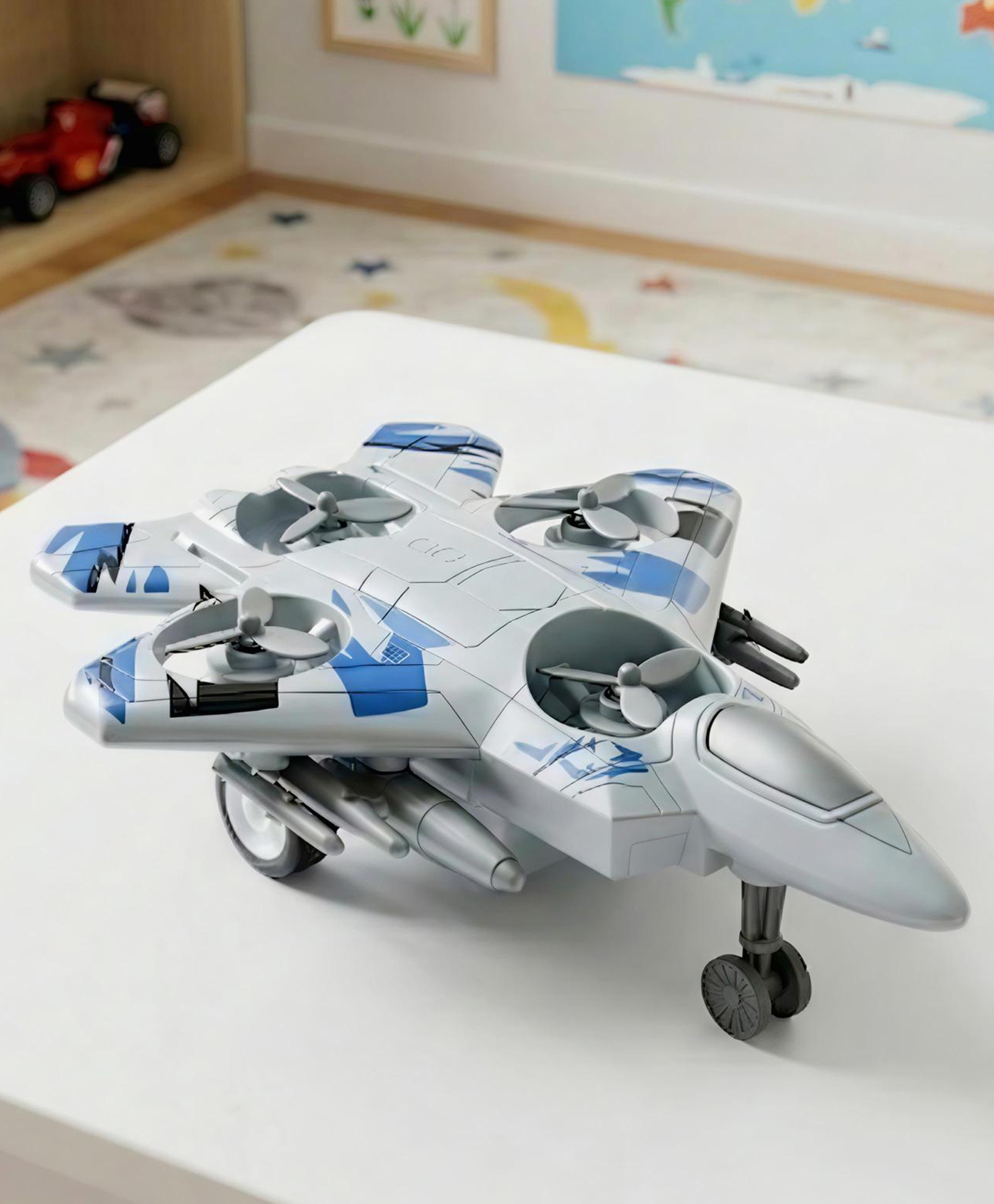Play Nation Friction Powered Fighter Plane Toy with Four Rotating Fans - Blue & Grey| Play Vehicle for Early Learning| Fun Toy for 3+ Years| BIS Certified| Imaginative Play| Gifting Idea-picture-11